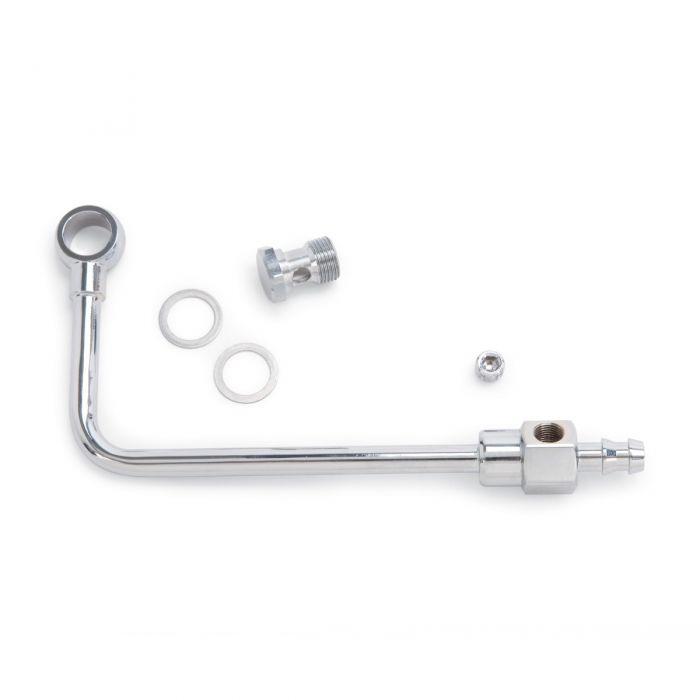 Edelbrock 8126 Fuel Line Chrome Steel Fuel Line W/ 3/8In Barbed End Inlet W/O Fuel Filter
