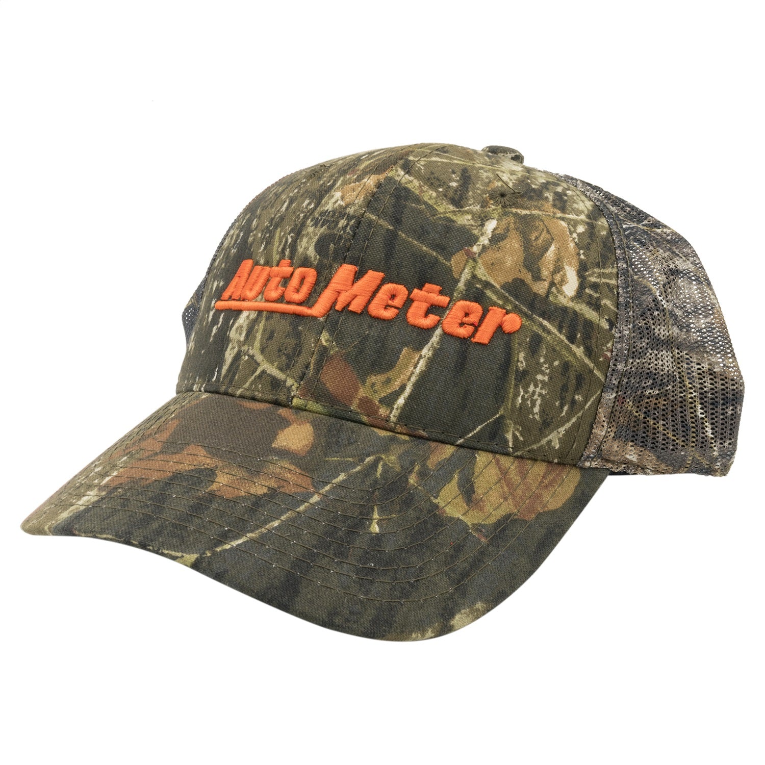 HAT, MESH BACK W/VELCRO, HUNTING CAMO, BLAZE ORANGE 'AUTOMETER'