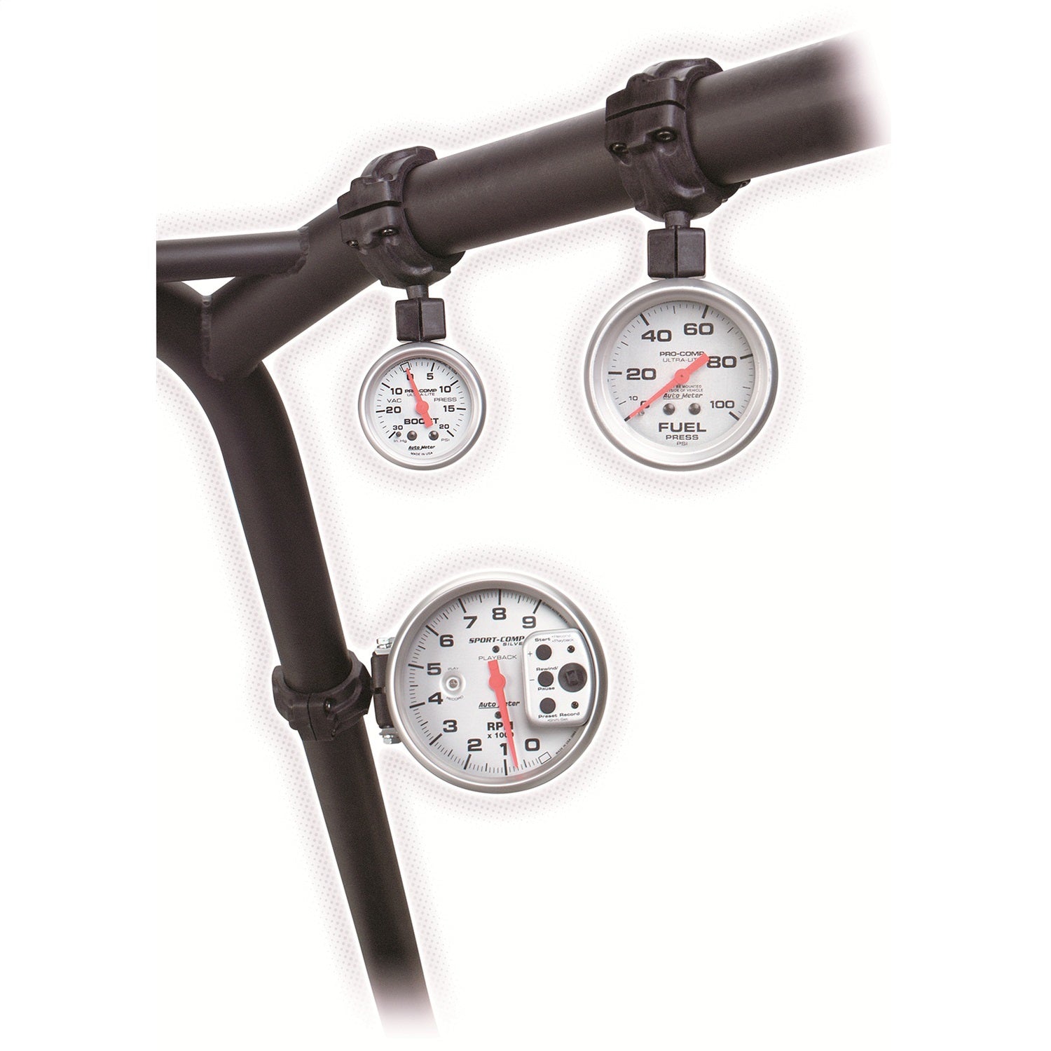 ROLL POD FOR 1.75" ROLL CAGE, FITS 2-1/16" GAUGE, BLACK