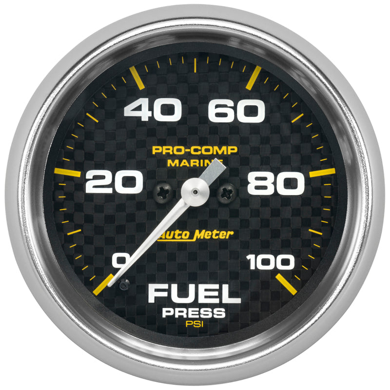 2-5/8" FUEL PRESSURE, 0-100 PSI, MARINE CARBON FIBER