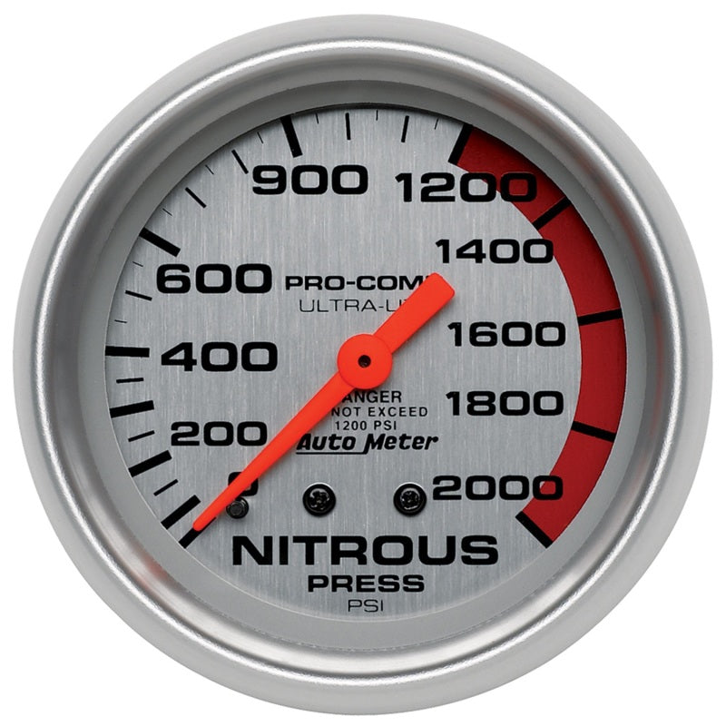 2-5/8" NITROUS PRESSURE, 0-2000 PSI, ULTRA-LITE