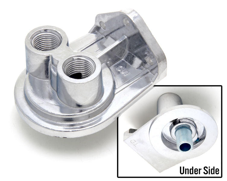 Trans-Dapt 1028 Single Remote Oil Filter Base, 1/2" NPT Vertical Ports