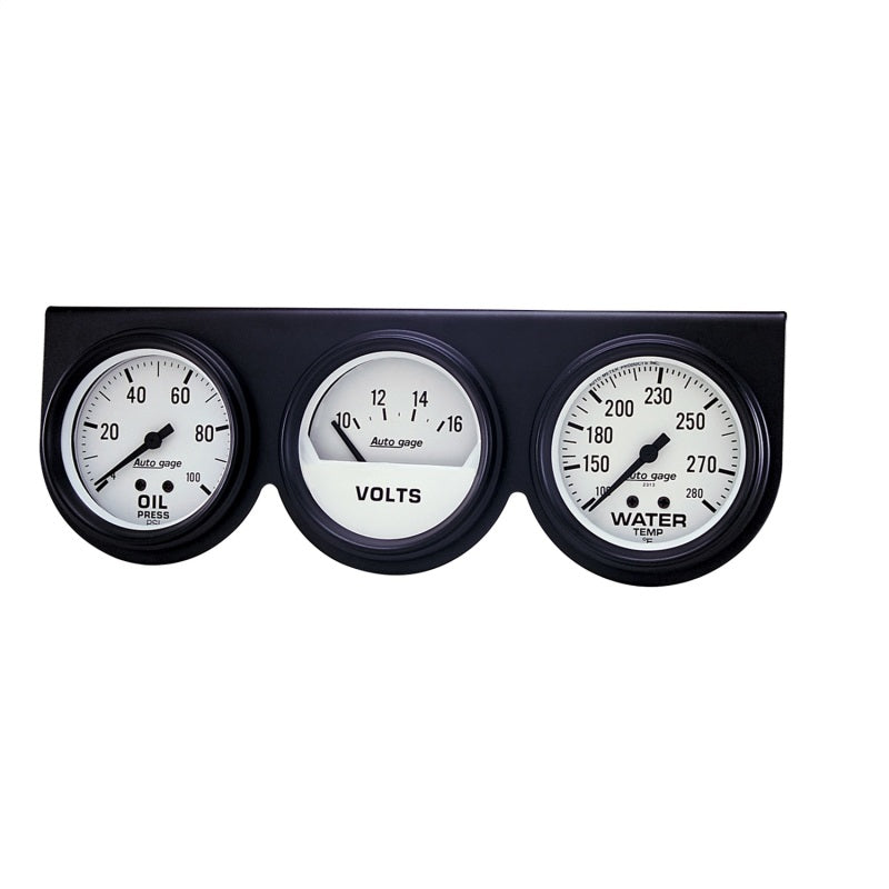 GAUGE CONSOLE, OILP/WTMP/VOLT, 2-5/8", 100 PSI/280 °F/16V, WHT DIAL, BLK BZL, AG
