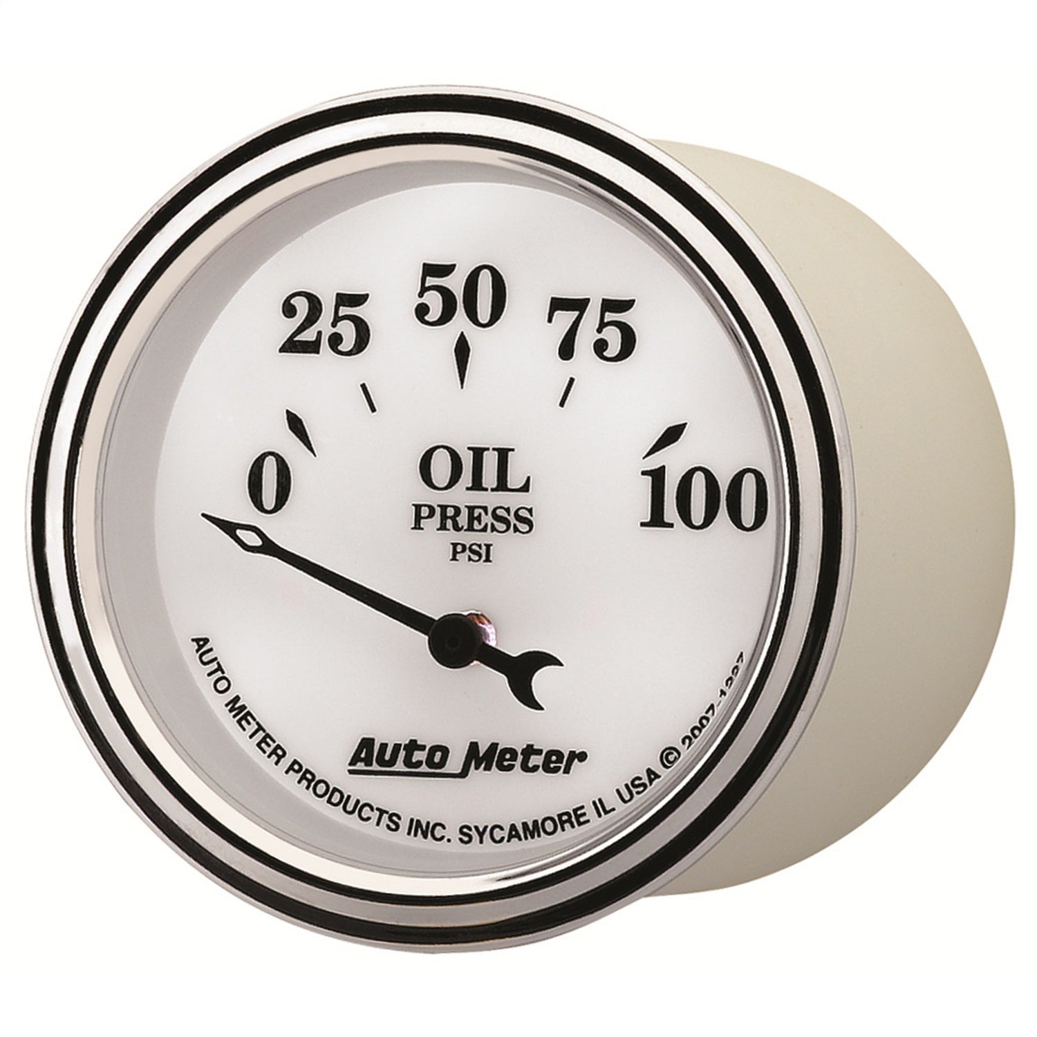 2-1/16" OIL PRESSURE, 0-100 PSI, OLD-TYME WHITE II
