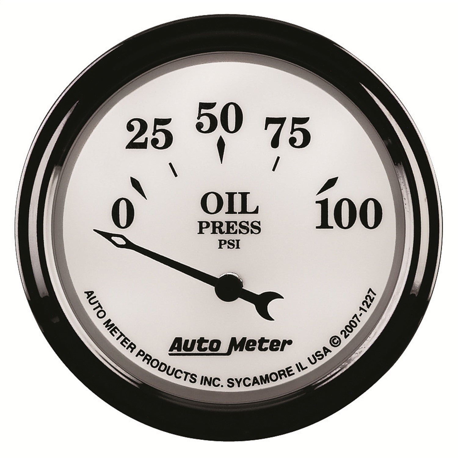 2-1/16" OIL PRESSURE, 0-100 PSI, OLD-TYME WHITE II