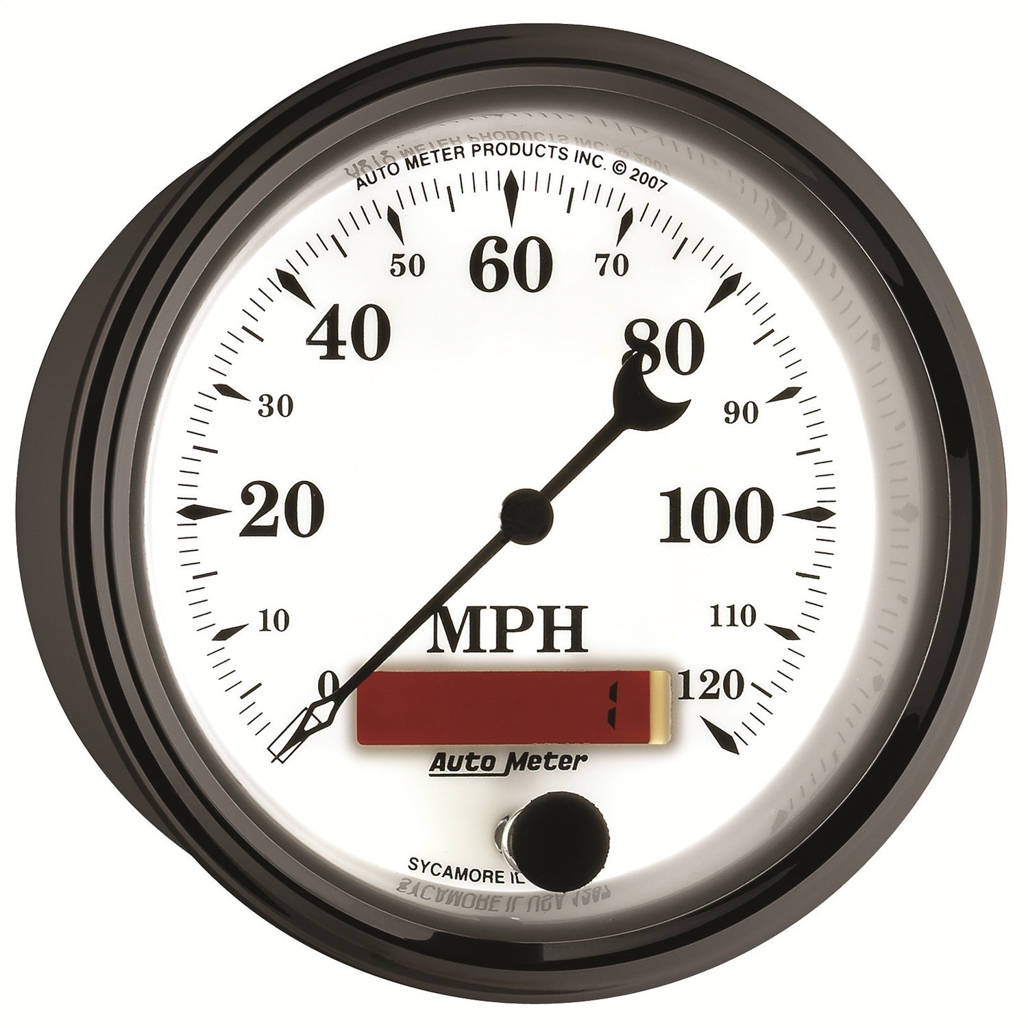 3-3/8" SPEEDOMETER, 0-120 MPH, OLD-TYME WHITE II