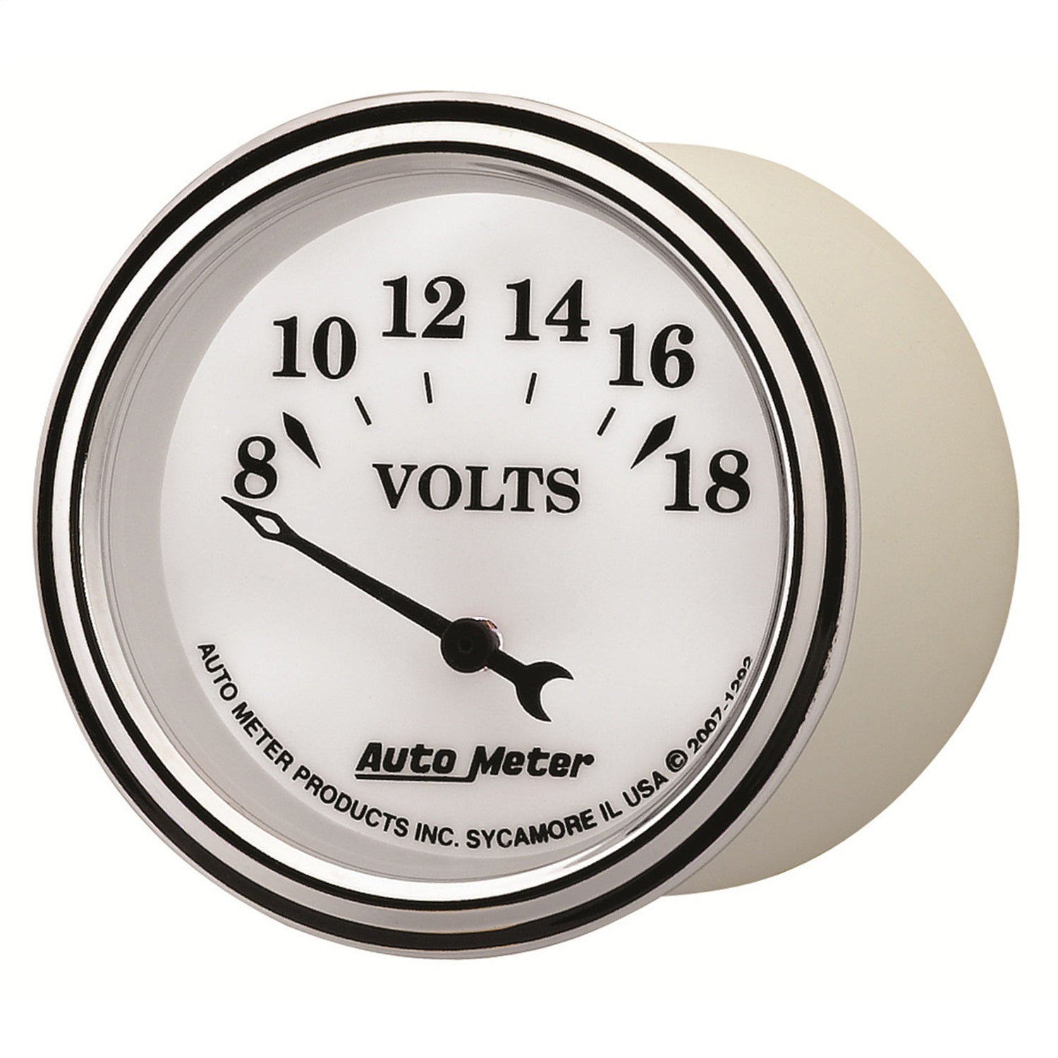 2-1/16" VOLTMETER, 8-18V, OLD-TYME WHITE II