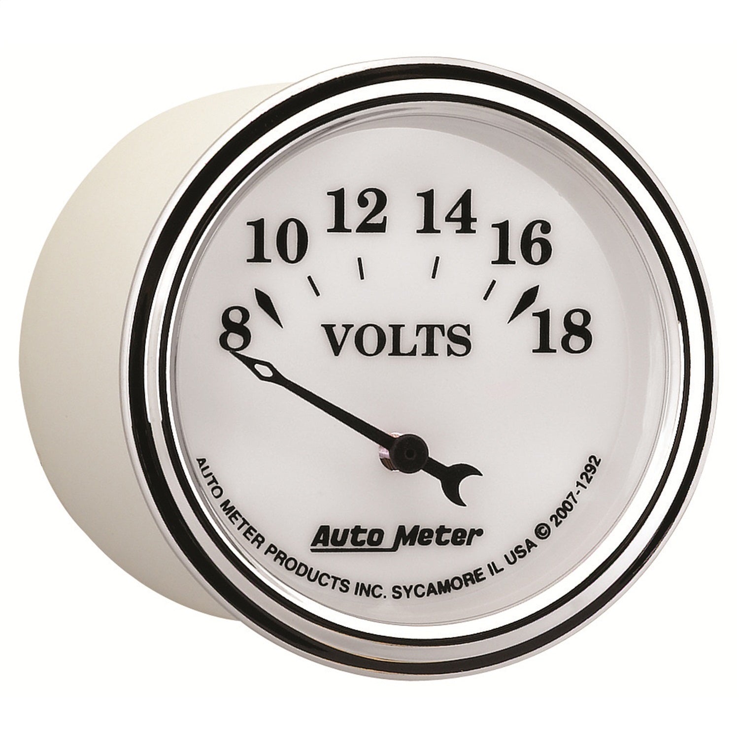 2-1/16" VOLTMETER, 8-18V, OLD-TYME WHITE II