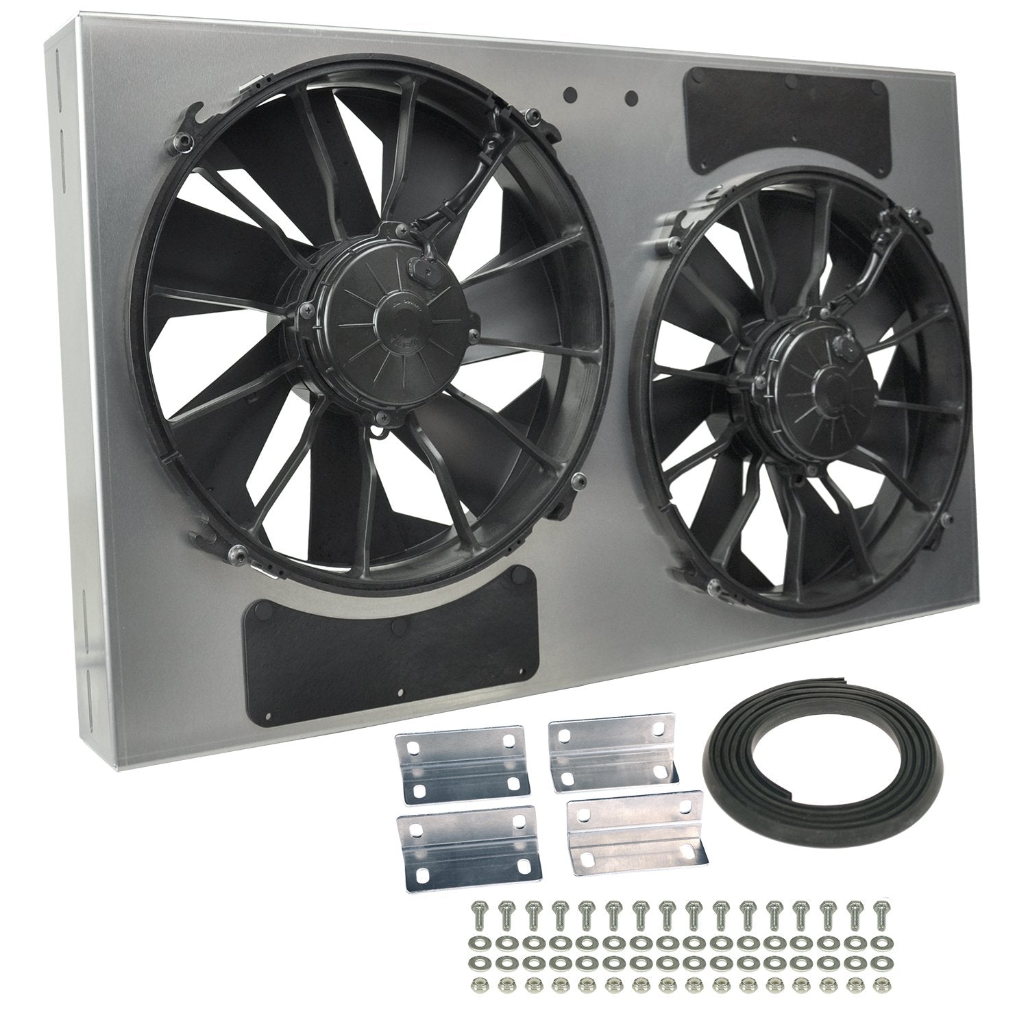 Derale 16838 High Output Dual 12'' Electric Rad Fan/Aluminum Shroud Kit