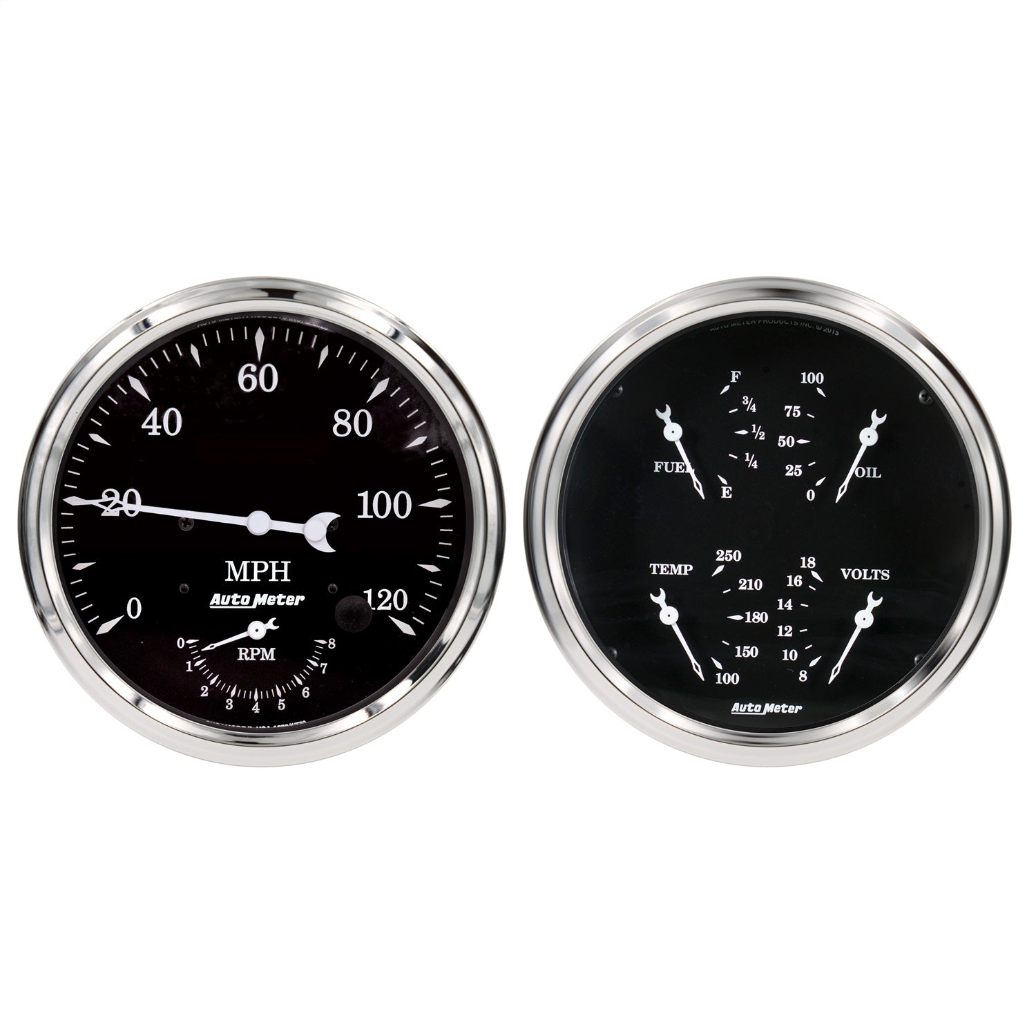 2 PC. GAUGE KIT, 5" QUAD & TACH/SPEEDO, 240-33 ?, OLD TYME BLACK