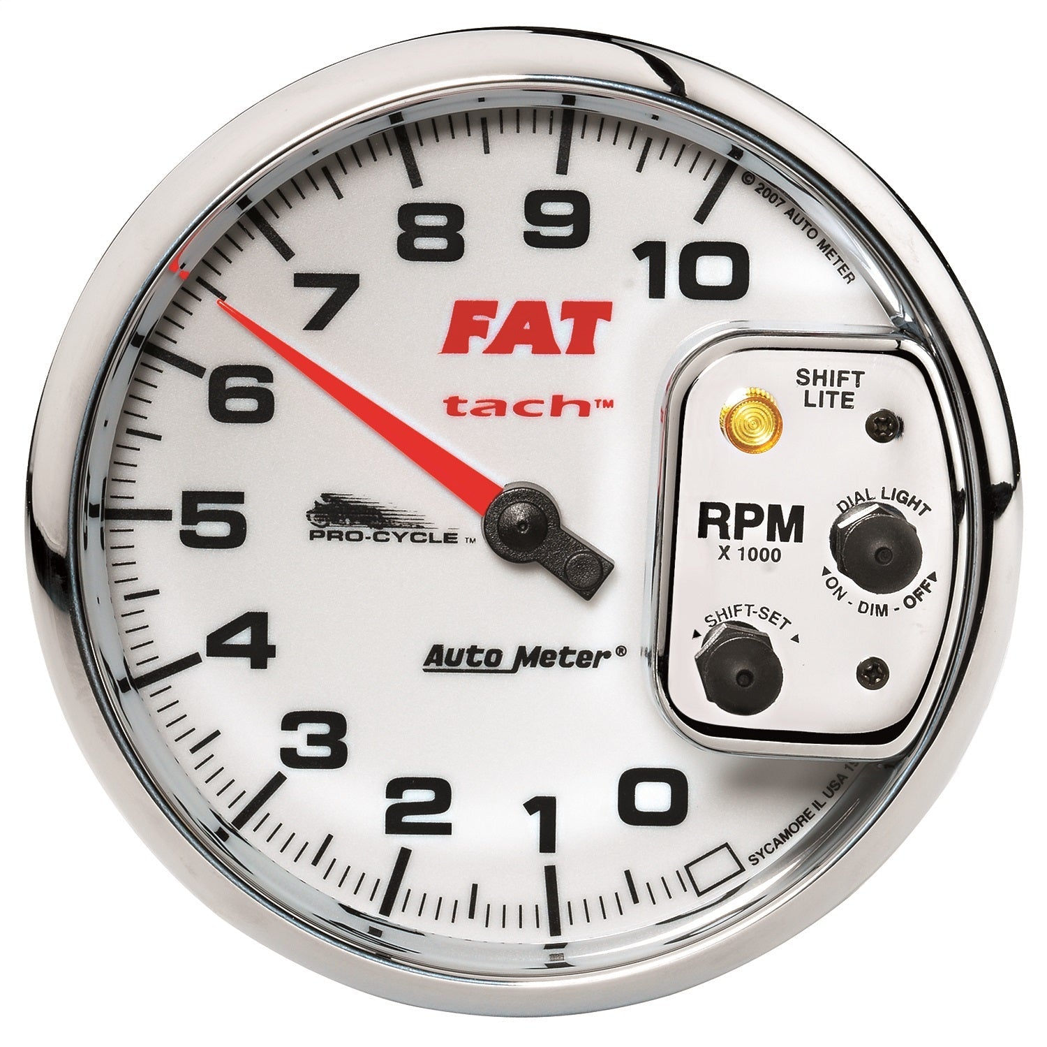 5" TACHOMETER, 0-10,000 RPM, WHITE, PRO-CYCLE