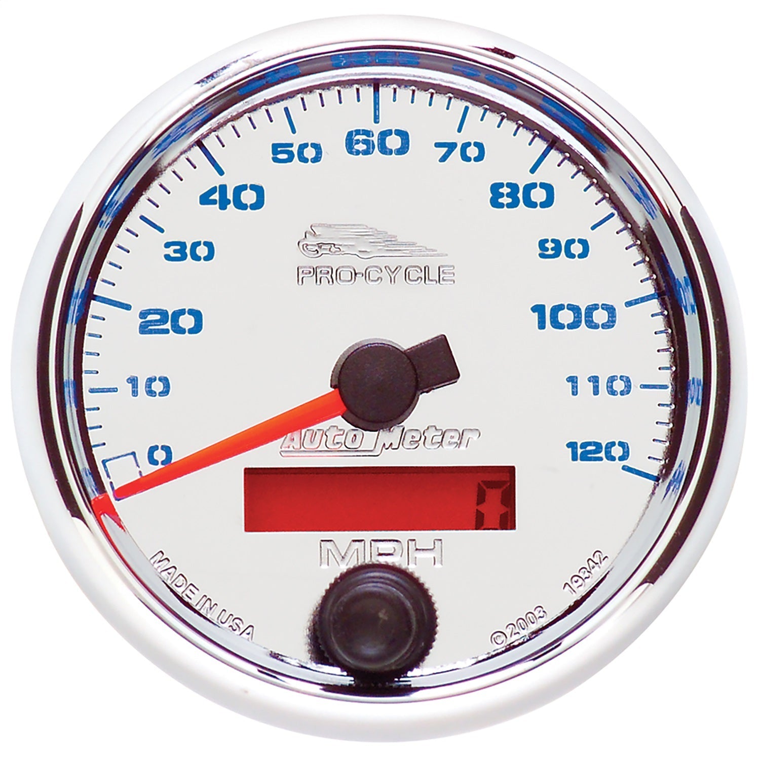 2-5/8" SPEEDOMETER, 0-120 MPH, CHROME, PRO-CYCLE