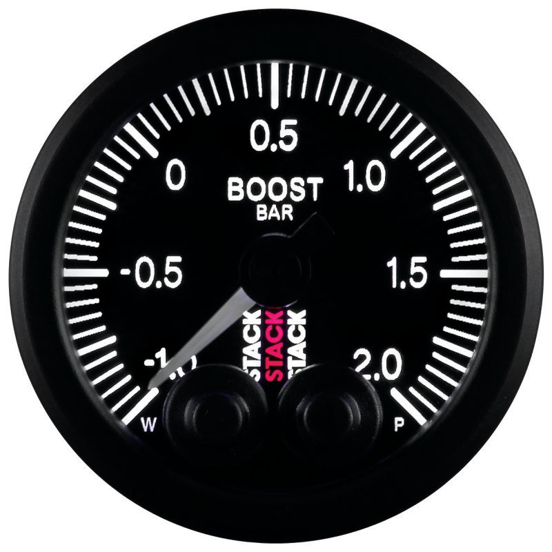 52MM, BOOST PRESS, PRO-CONTROL, BLK, -1 TO +2 BAR, INCL. T-FITTING
