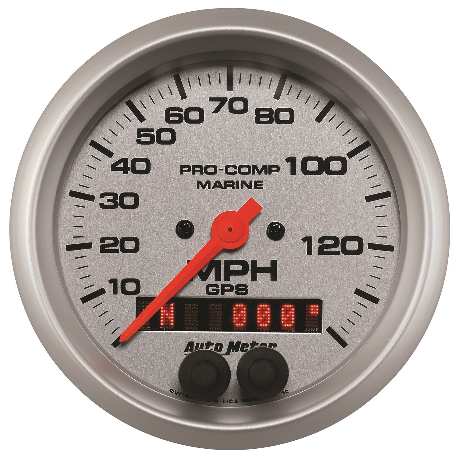 3-3/8" GPS SPEEDOMETER, 0-140 MPH, MARINE SILVER ULTRA-LITE