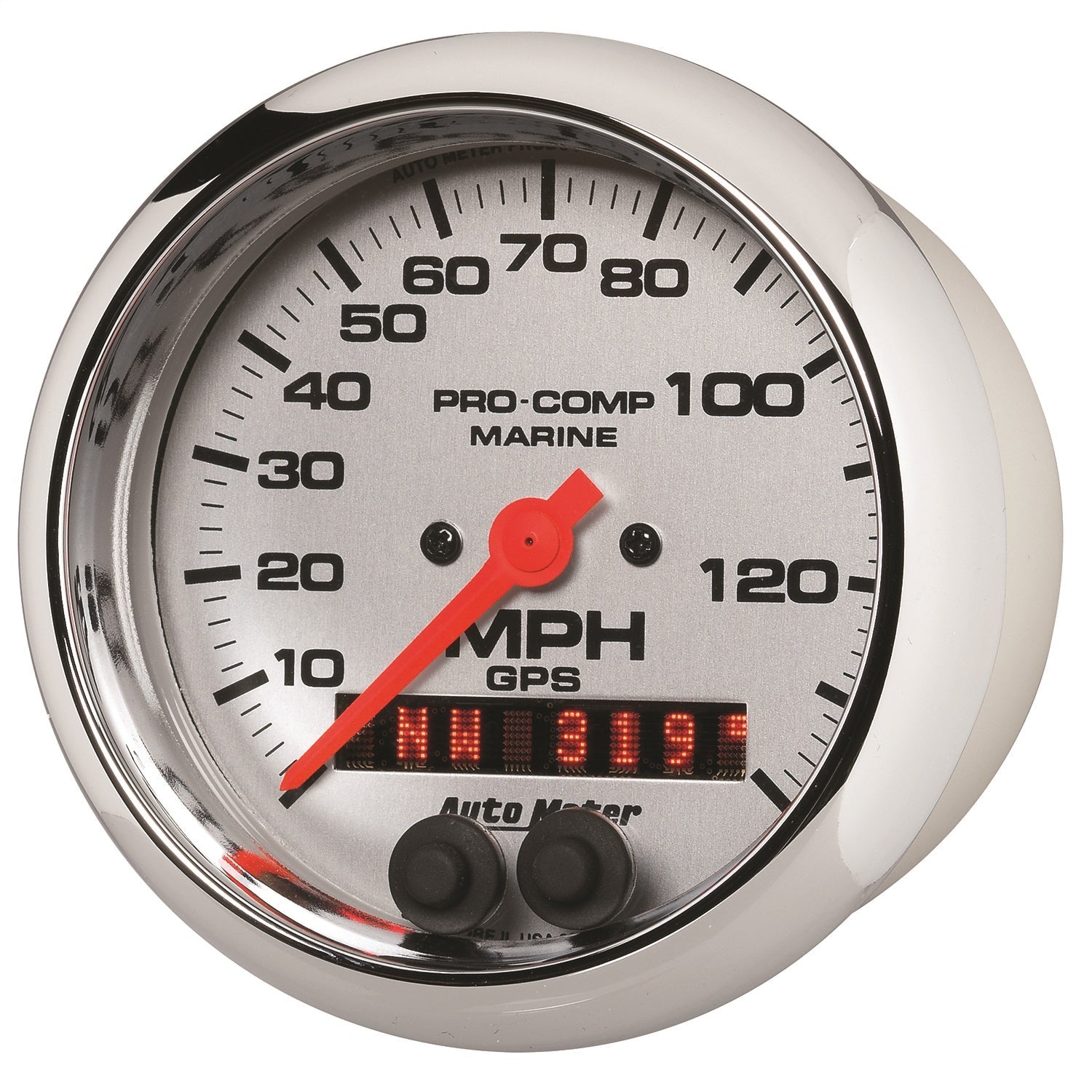 3-3/8" GPS SPEEDOMETER, 0-140 MPH, MARINE CHROME ULTRA-LITE