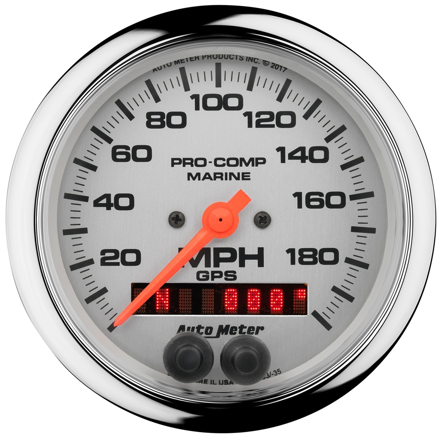 3-3/8" GPS SPEEDOMETER, 0-200 MPH, MARINE CHROME ULTRA-LITE