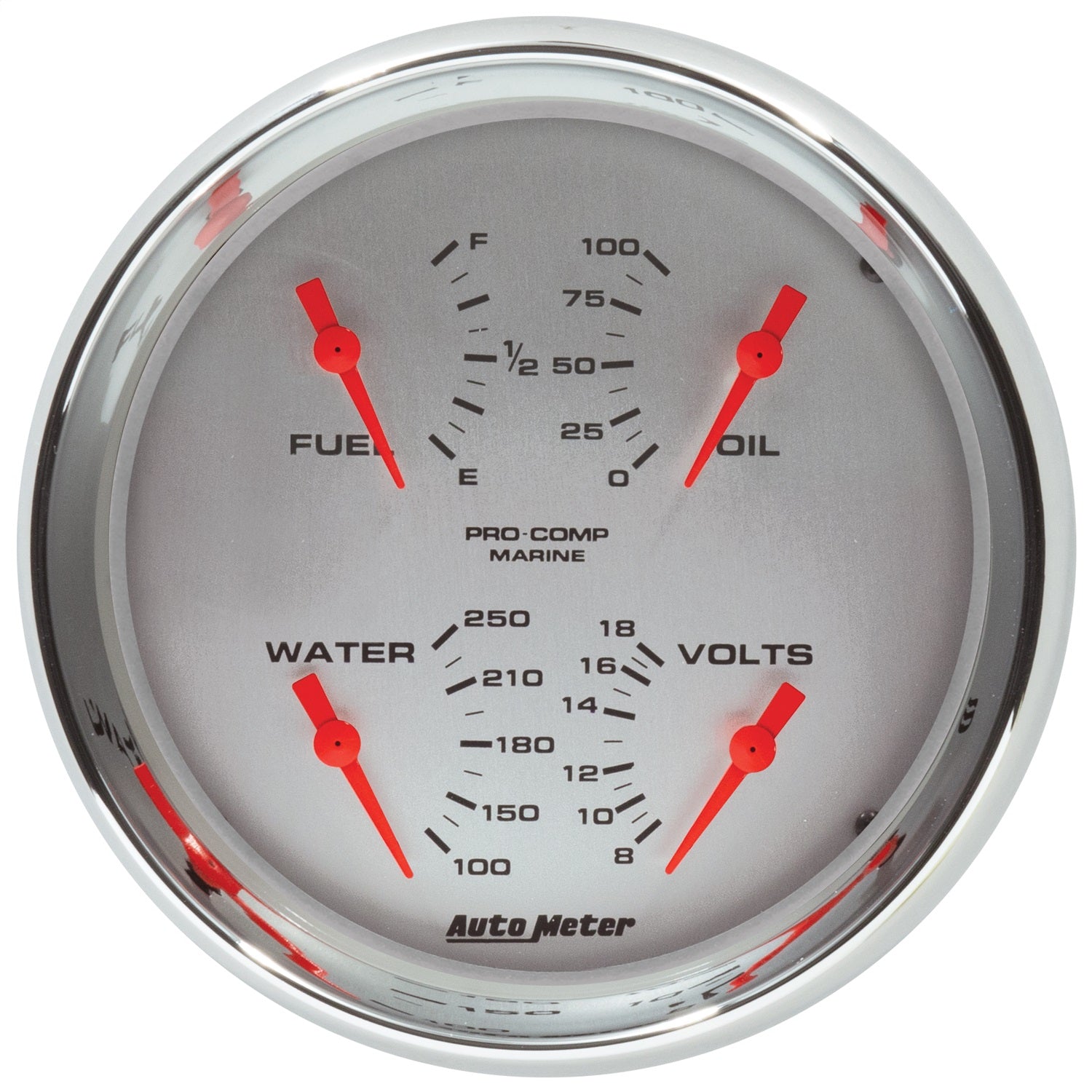 5" QUAD GAUGE, 100 PSI/100-250 °F/8-18V/240-33 ?, MARINE CHROME