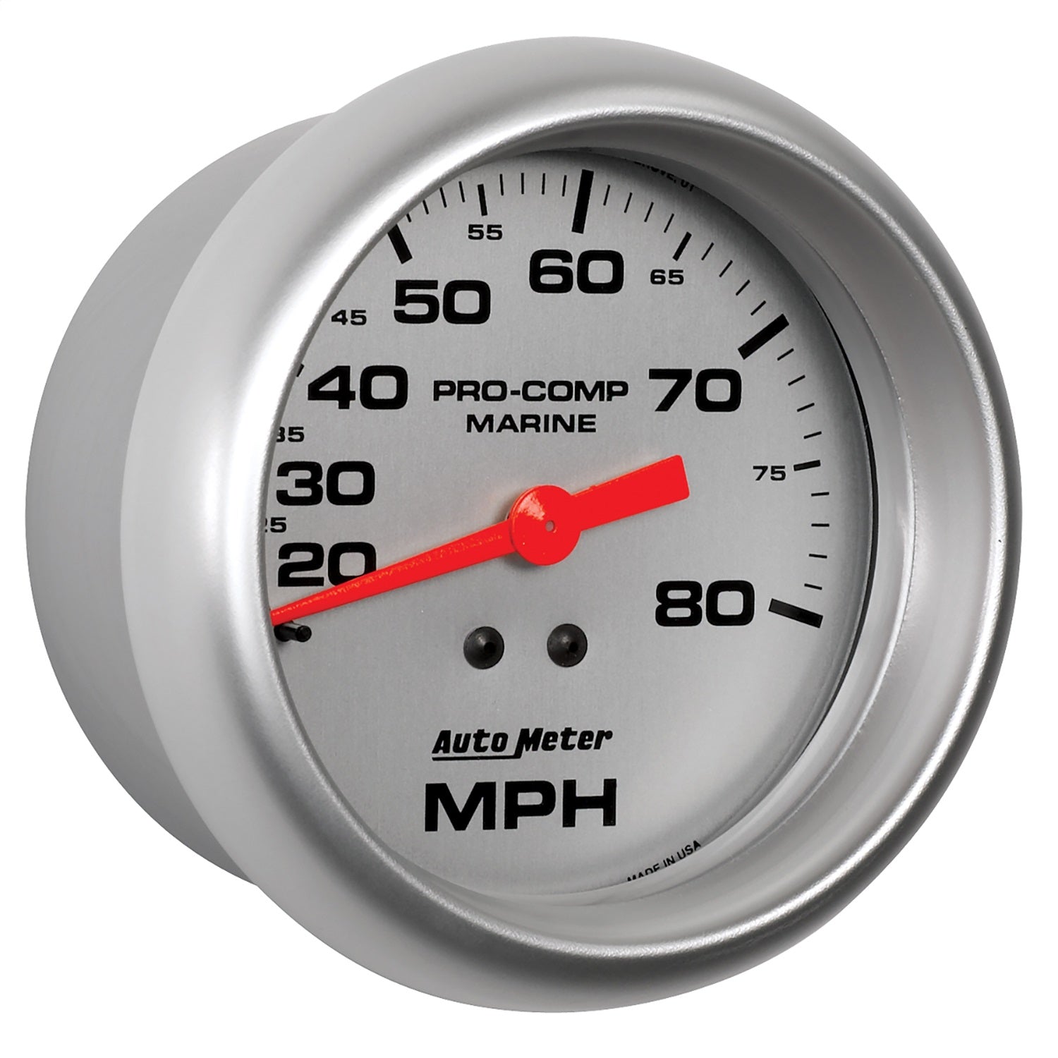 3-3/8" MECHANICAL SPEEDOMETER, 0-80 MPH, MARINE SILVER ULTRA-LITE