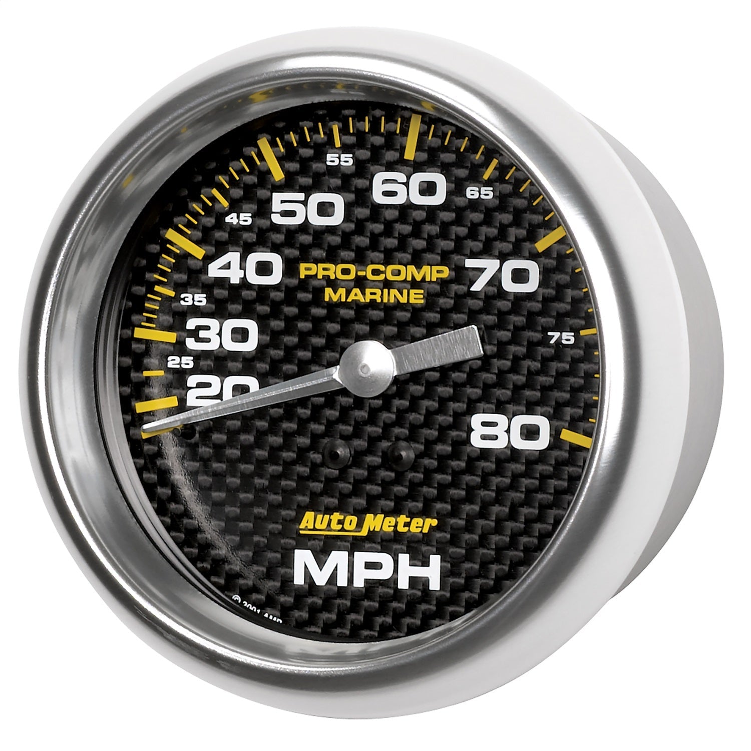 3-3/8" MECHANICAL SPEEDOMETER, 0-80 MPH, MARINE CARBON FIBER