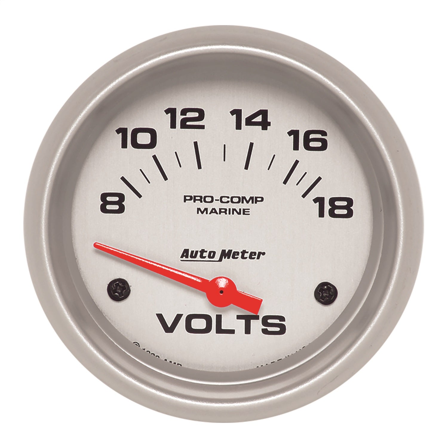 2-5/8" VOLTMETER, 8-18V, MARINE SILVER ULTRA-LITE