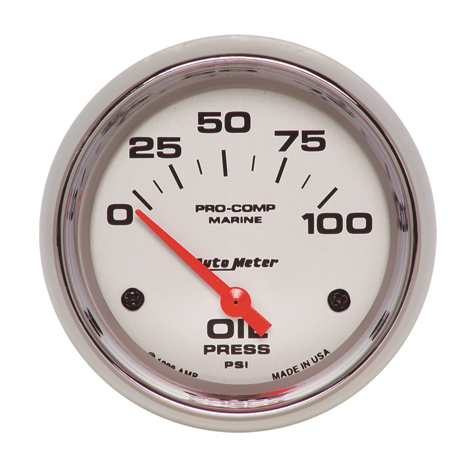 2-5/8" OIL PRESSURE, 0-100 PSI, MARINE CHROME ULTRA-LITE