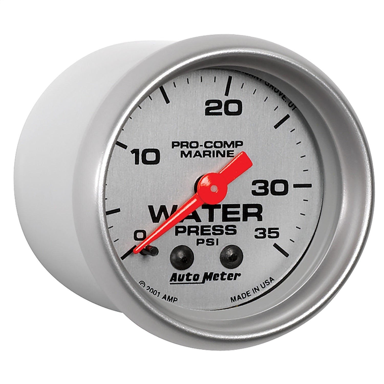 2-1/16" WATER PRESSURE, 0-35 PSI, MARINE SILVER ULTRA-LITE