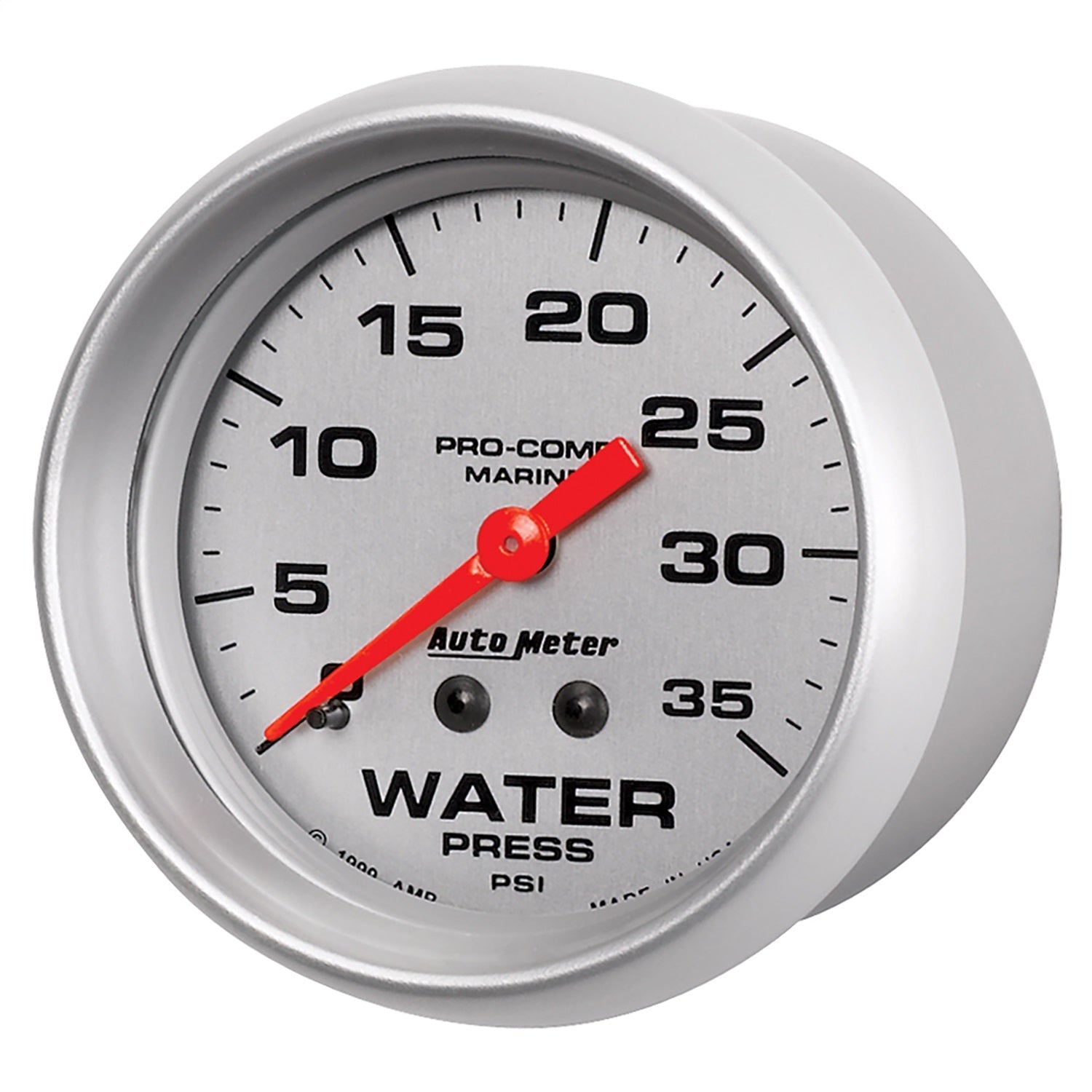 2-5/8" WATER PRESSURE, 0-35 PSI, MARINE SILVER ULTRA-LITE