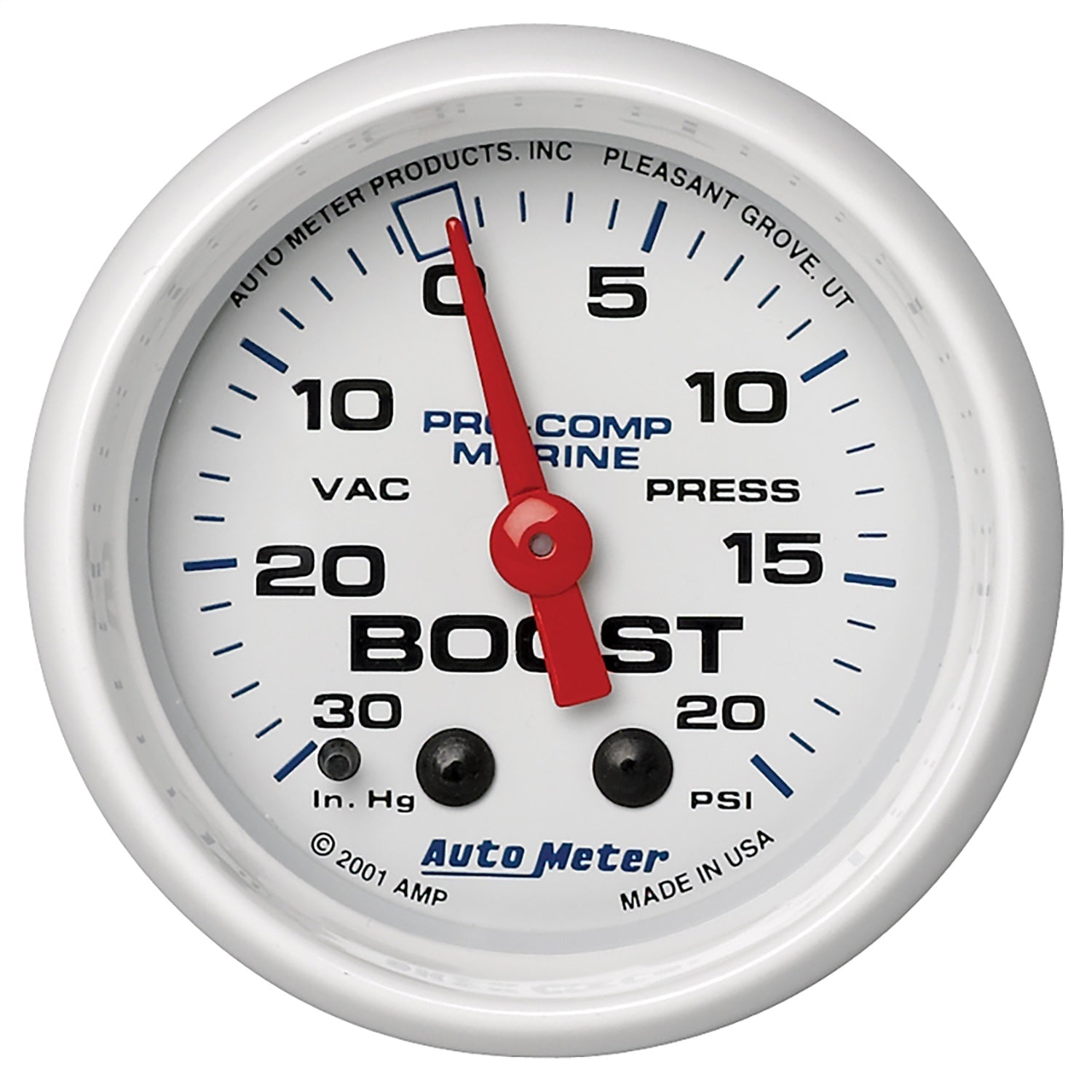 2-1/16" VACUUM/BOOST, 30 IN HG/20 PSI, MARINE WHITE