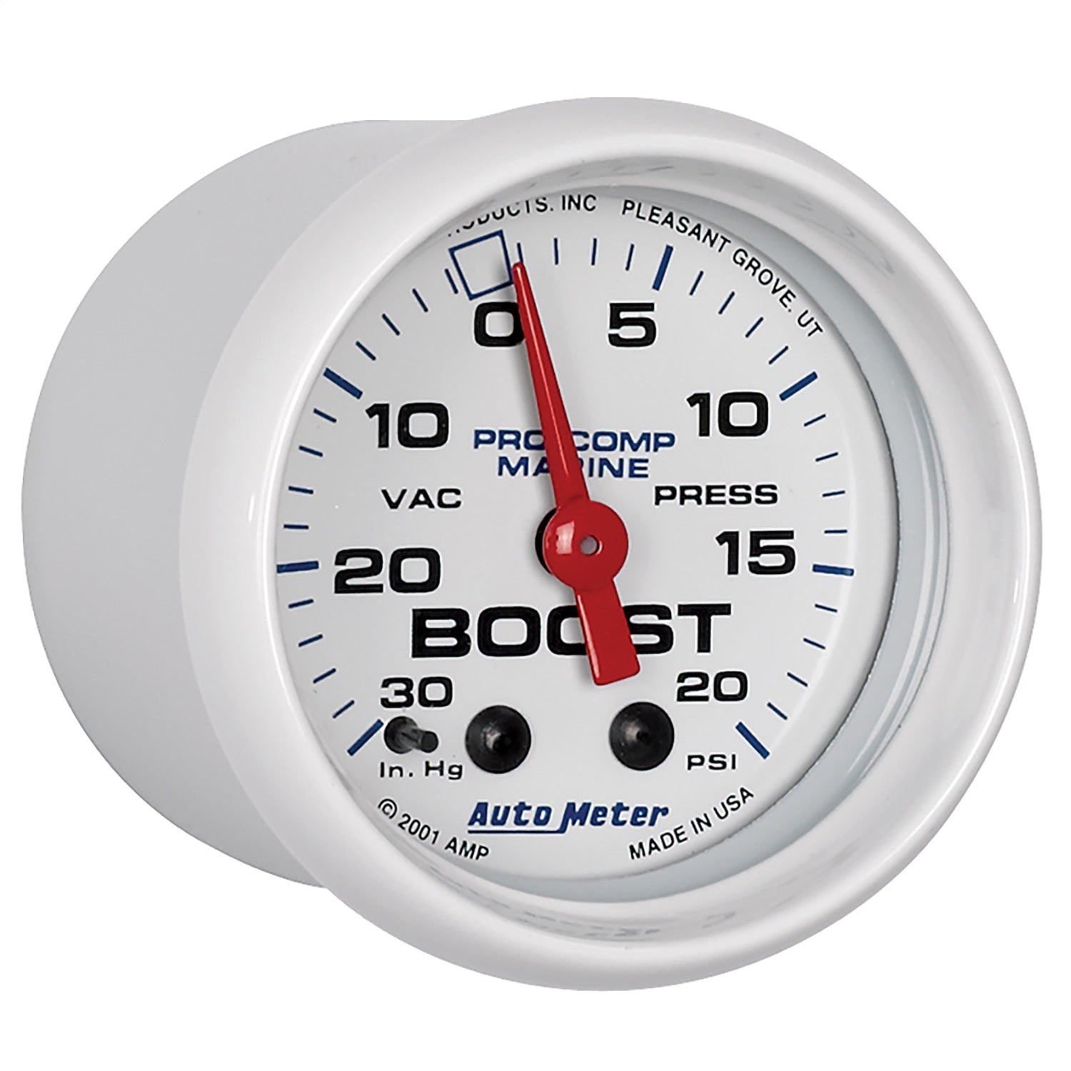 2-1/16" VACUUM/BOOST, 30 IN HG/20 PSI, MARINE WHITE