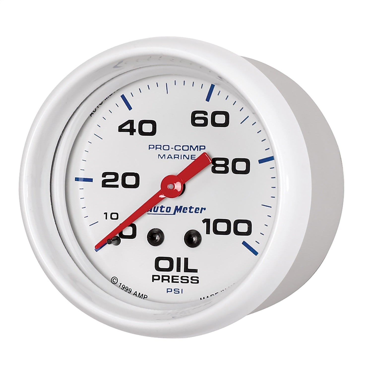 2-5/8" OIL PRESSURE, 0-100 PSI, MARINE WHITE