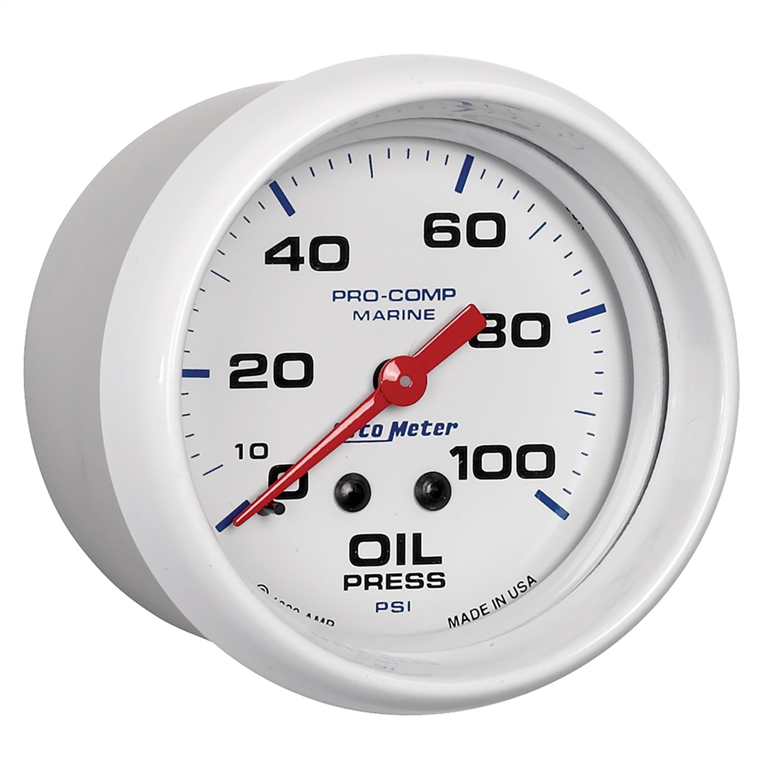 2-5/8" OIL PRESSURE, 0-100 PSI, MARINE WHITE