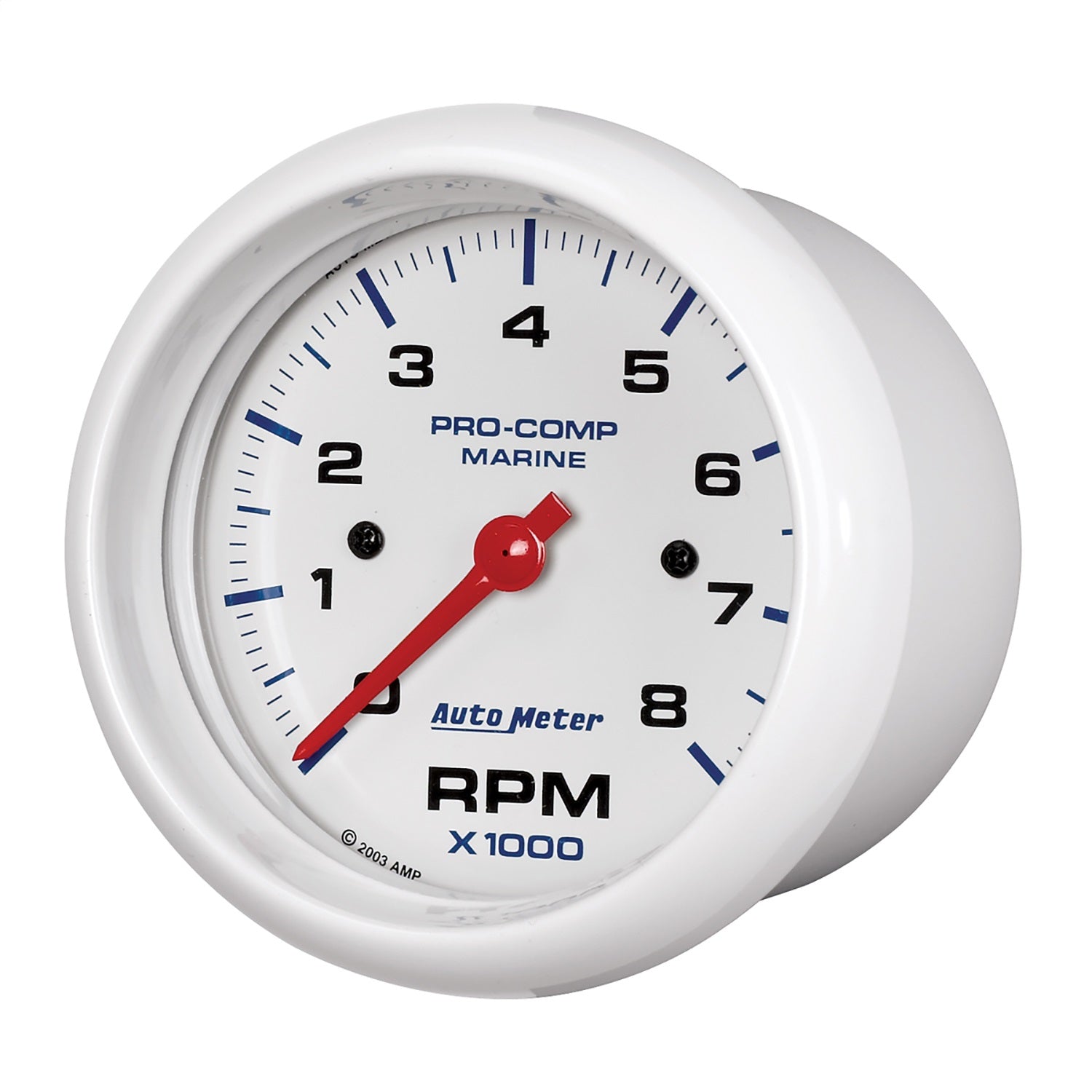3-3/8" IN-DASH TACHOMETER, 0-8,000 RPM, MARINE WHITE