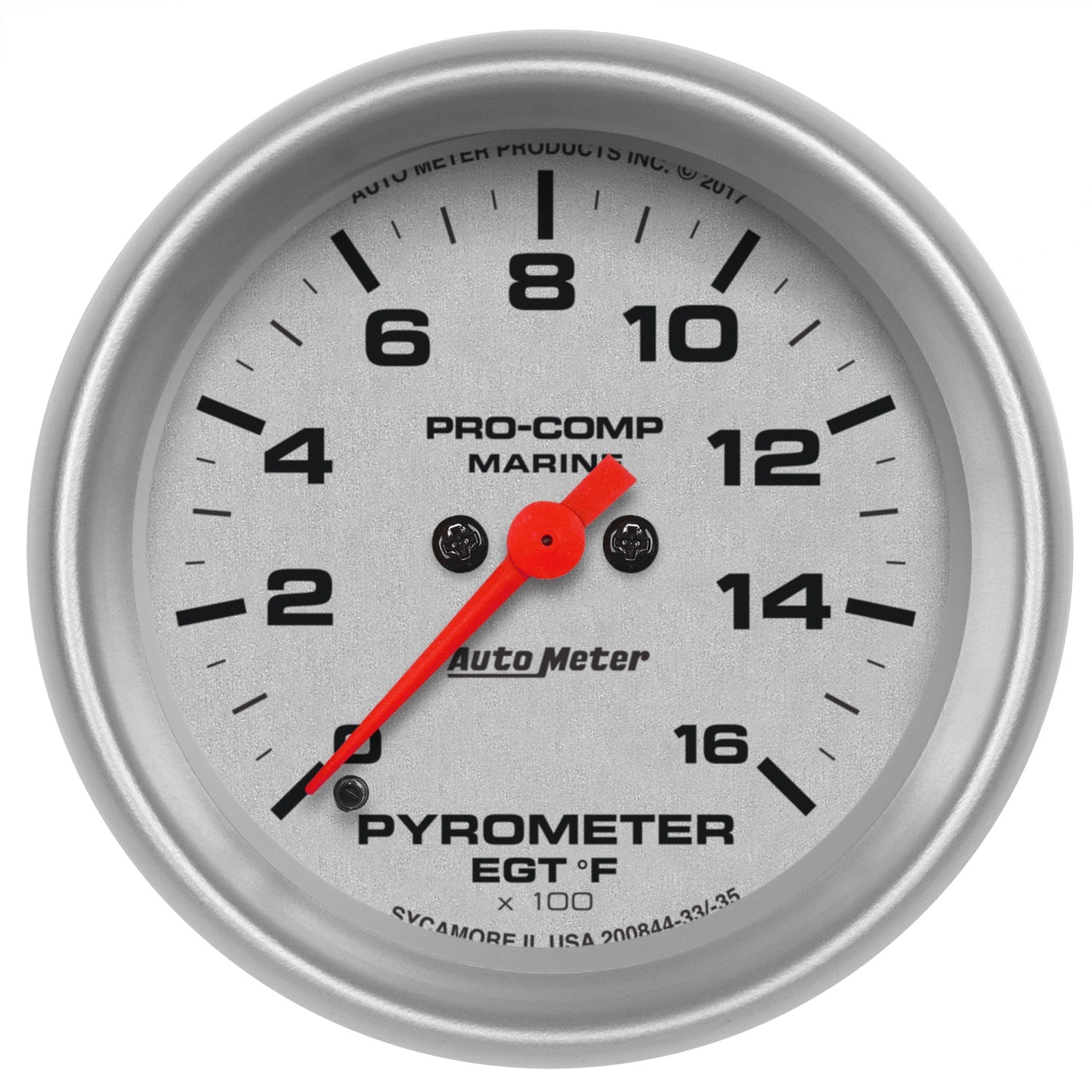 2-5/8" PYROMETER, 0-1,600 ºF, MARINE SILVER ULTRA-LITE