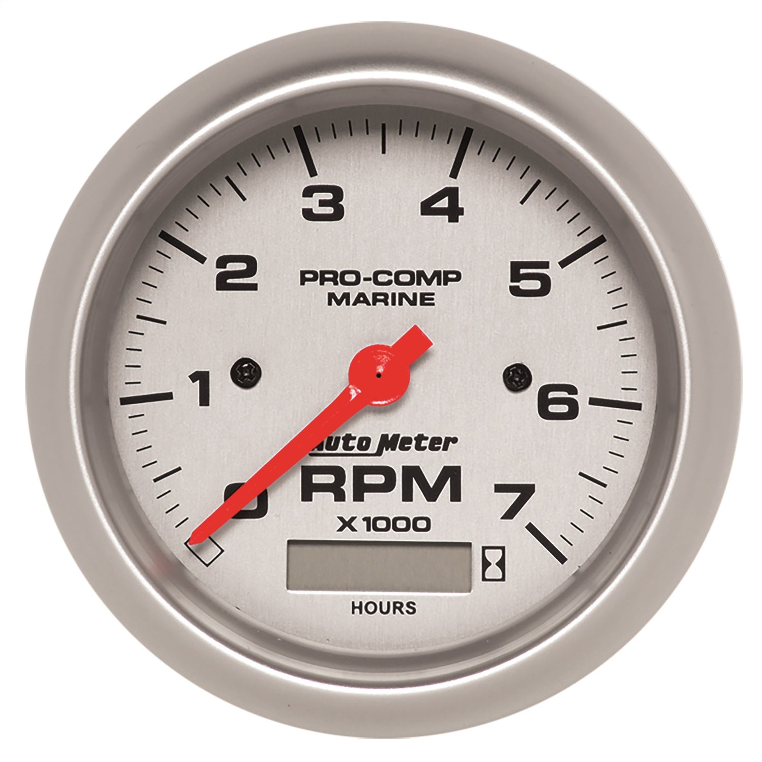 3-3/8" IN-DASH TACHOMETER WITH HOUR METER, 0-7,000 RPM, MARINE SILVER ULTRA-LITE