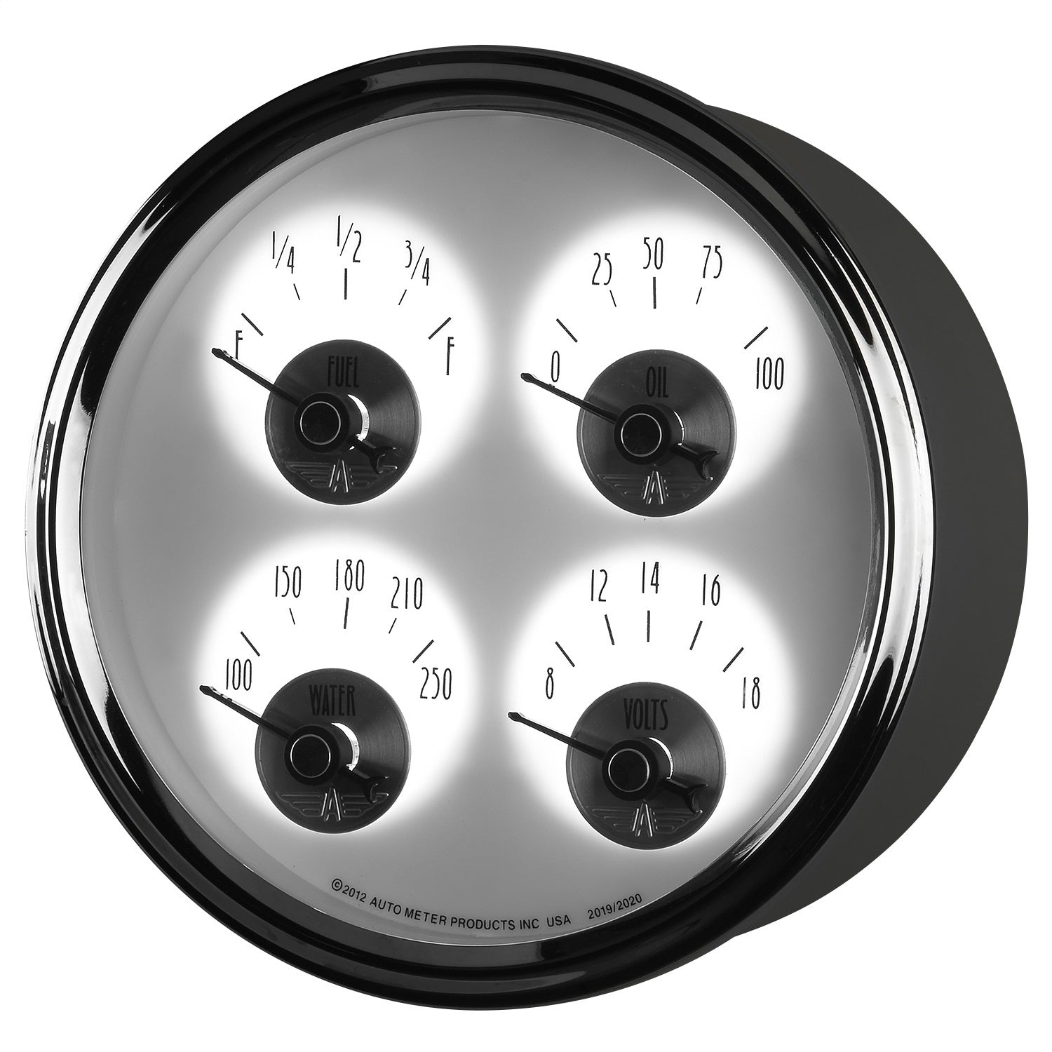 5" QUAD GAUGE, 100 PSI/100-250 °F/8-18V/0-90 ?, PRESTIGE PEARL