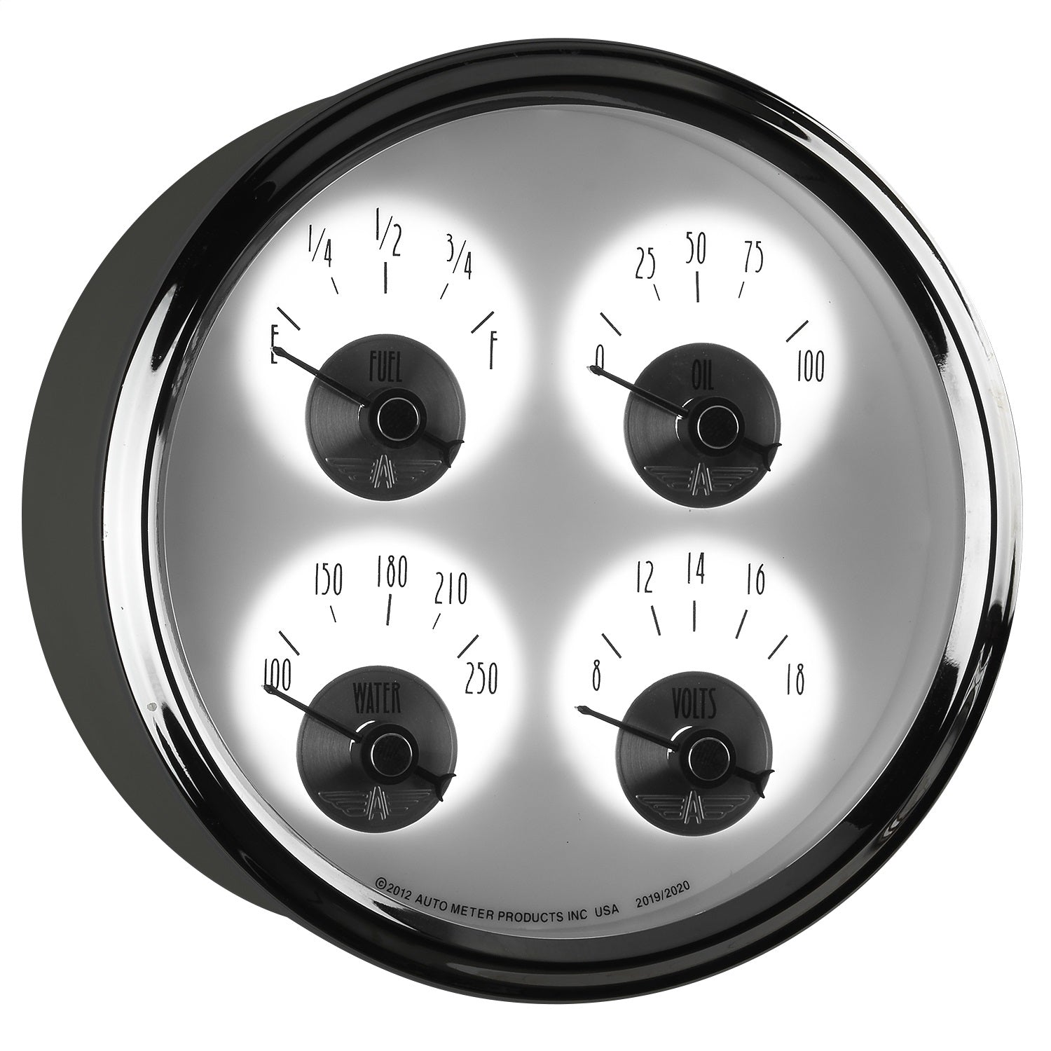 5" QUAD GAUGE, 100 PSI/100-250 °F/8-18V/0-90 ?, PRESTIGE PEARL