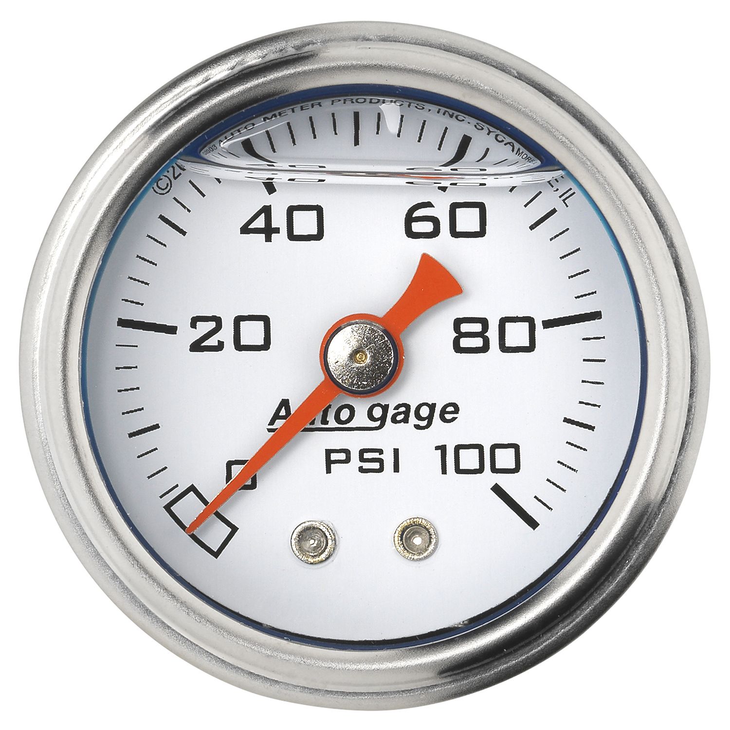 Autometer 2177 Autogage Fuel Pressure Gauge 1-1/2", 0-100 psi, Mechanical - White