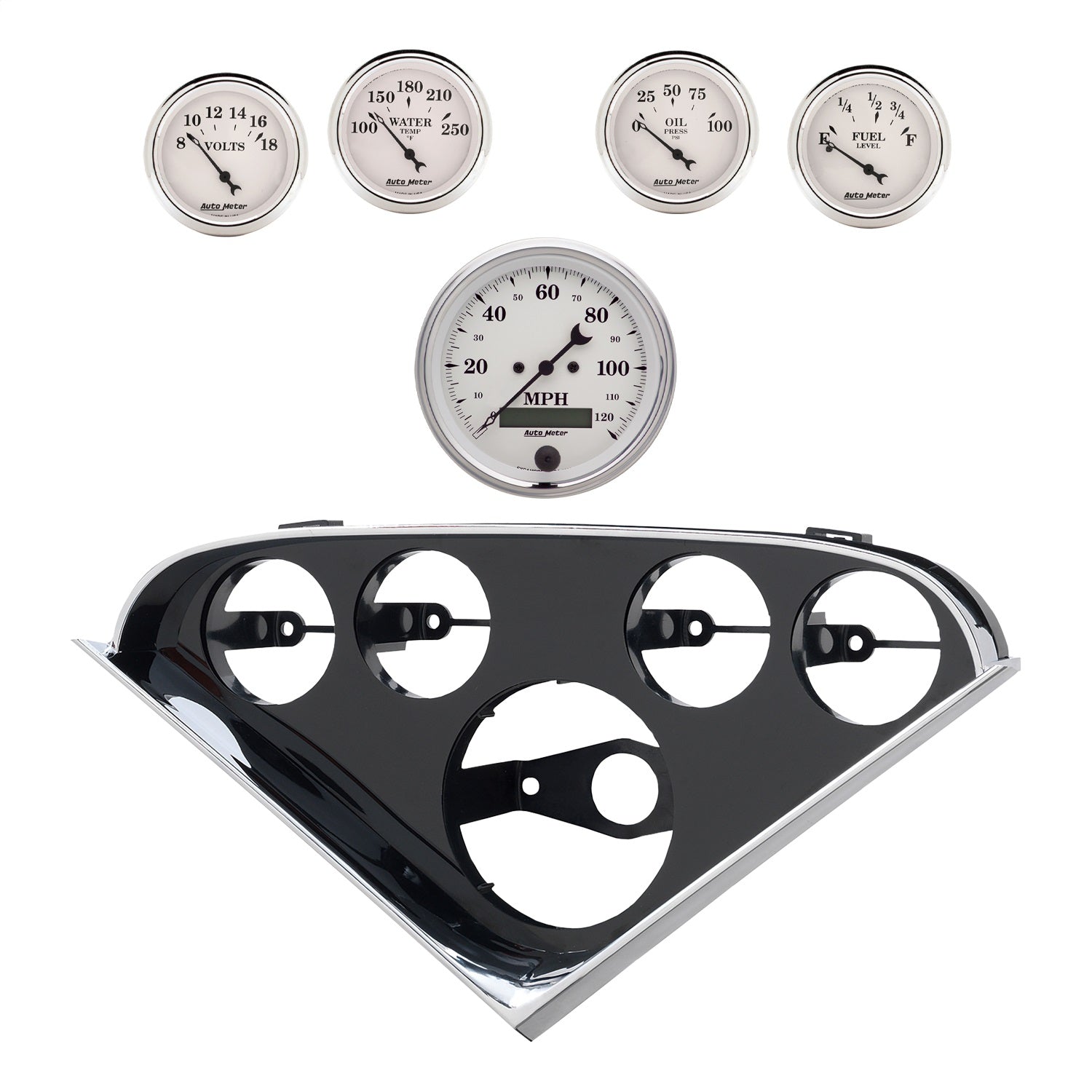 5 GAUGE DIRECT-FIT DASH KIT, CHEVY 55-56, OLD TYME WHITE
