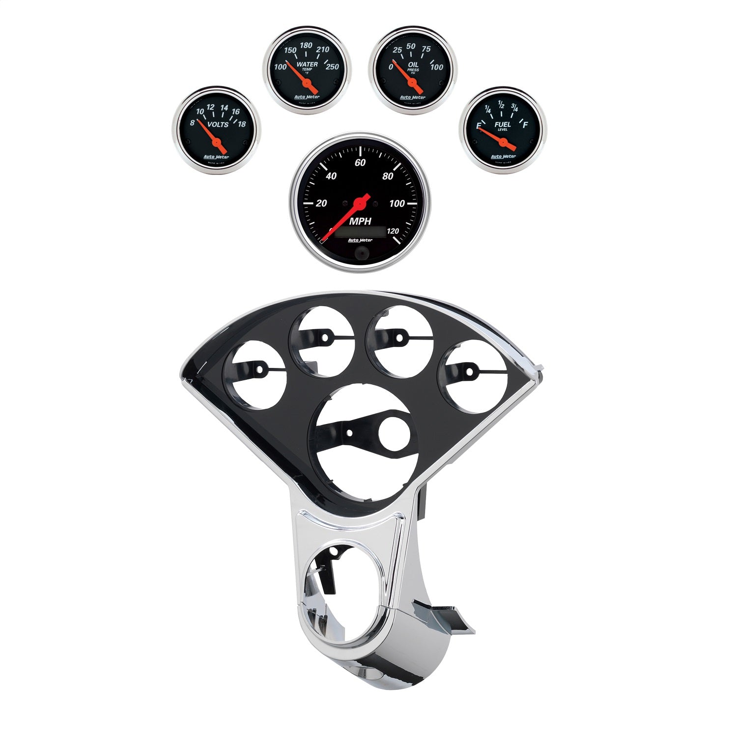5 GAUGE DIRECT-FIT DASH KIT, CHEVY TRUCK 55-59, DESIGNER BLACK