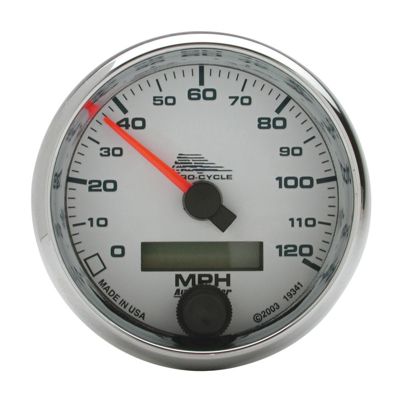 2-5/8" SPEEDOMETER, 0-120 MPH, WHITE, PRO-CYCLE