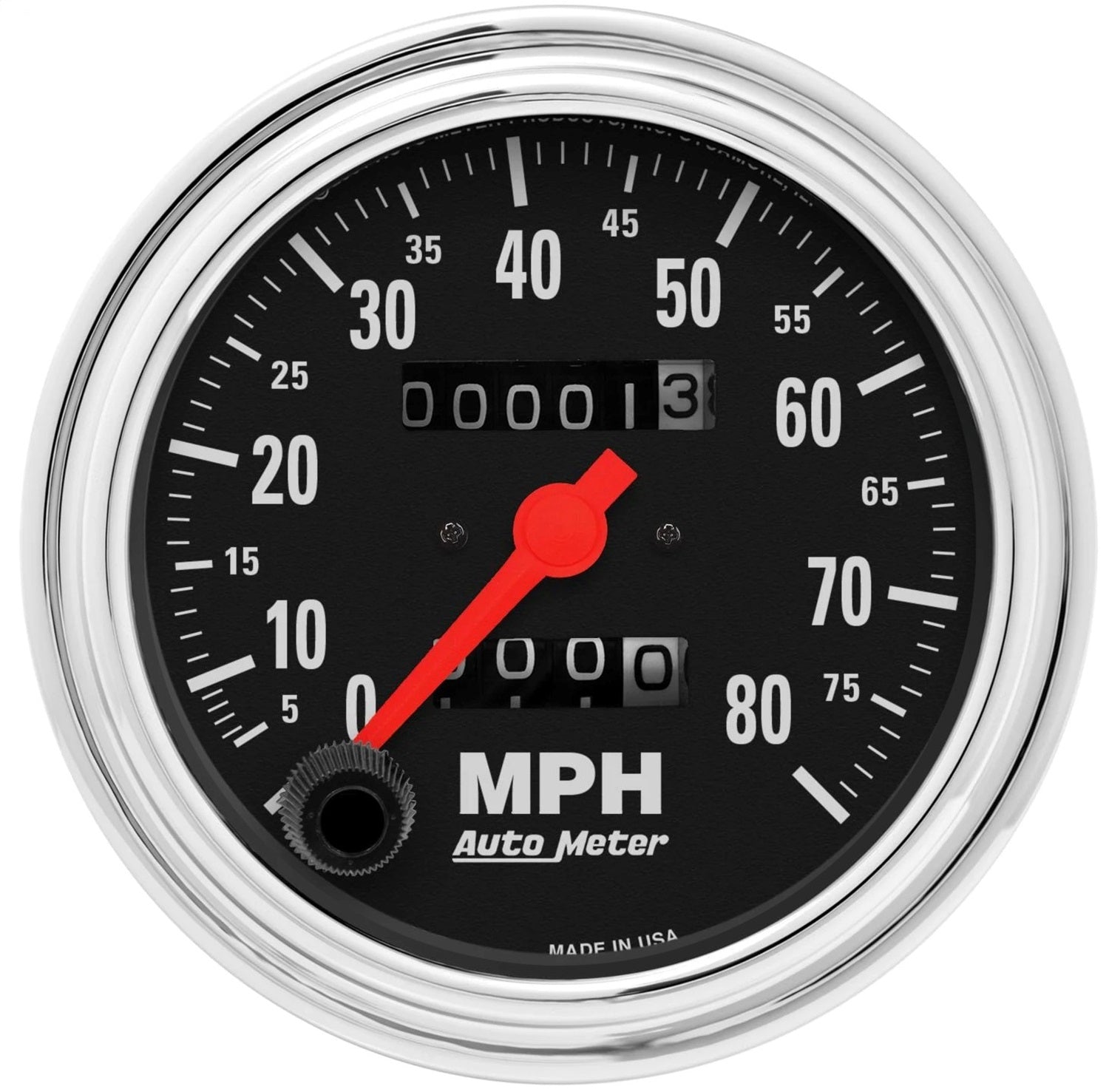 3-3/8" SPEEDOMETER, 0-80 MPH, TRADITIONAL CHROME