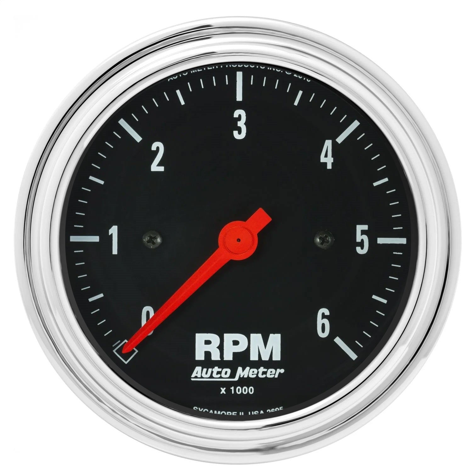 3-3/8" IN-DASH TACHOMETER, 0-6,000 RPM, TRADITIONAL CHROME