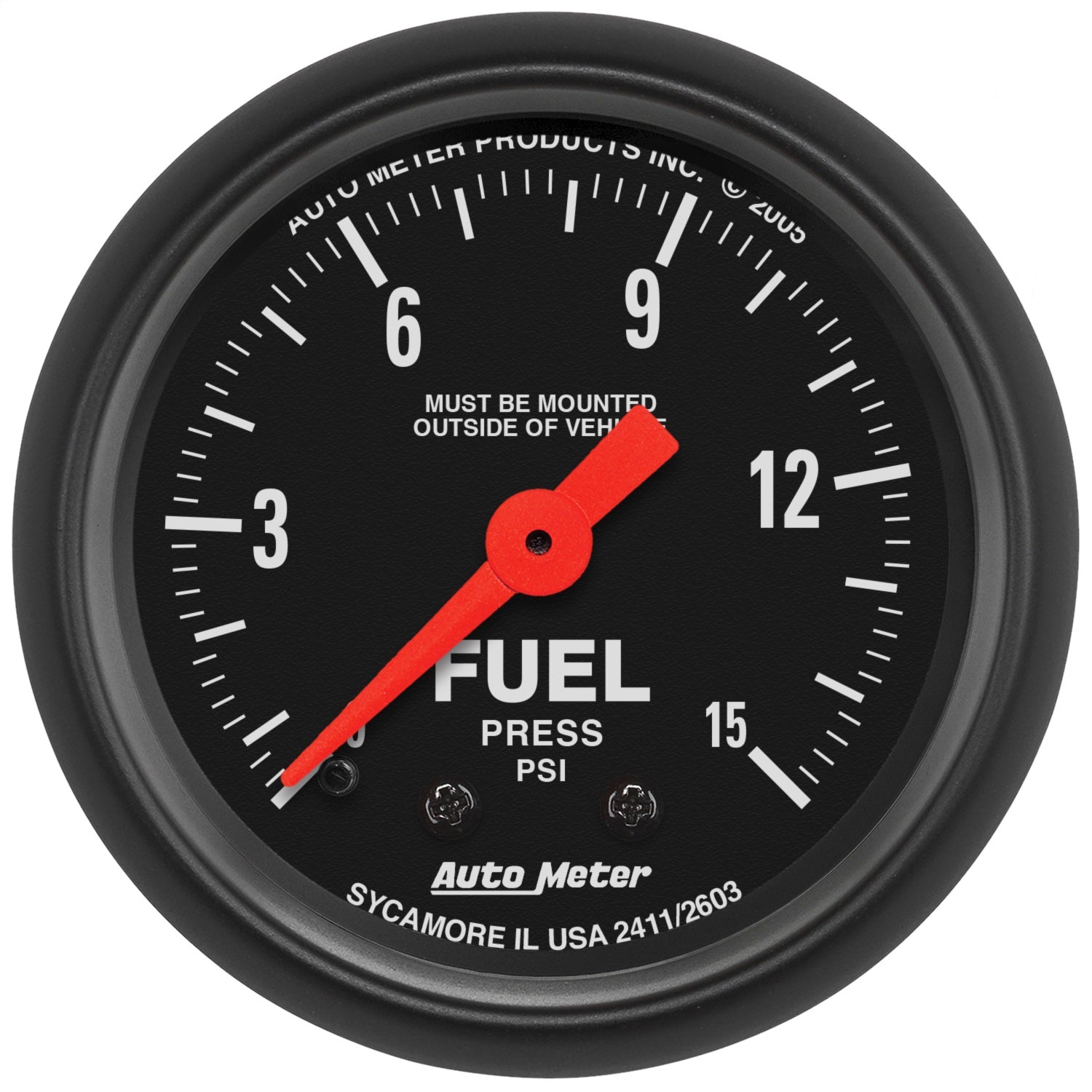 2-1/16" FUEL PRESSURE, 0-15 PSI, Z-SERIES