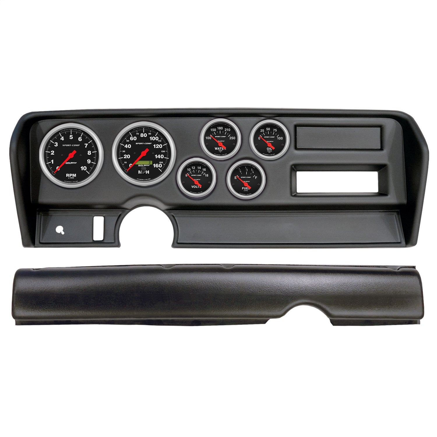 6 GAUGE DIRECT-FIT DASH KIT, PONTIAC GTO NO AC 70-72, SPORT-COMP