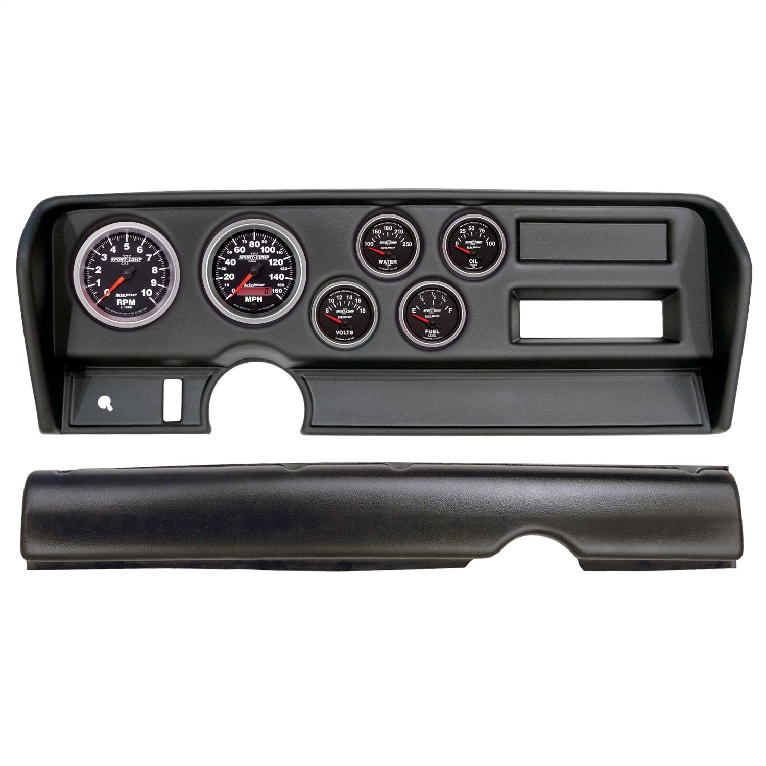 6 GAUGE DIRECT-FIT DASH KIT, PONTIAC GTO NO AC 70-72, SPORT-COMP II