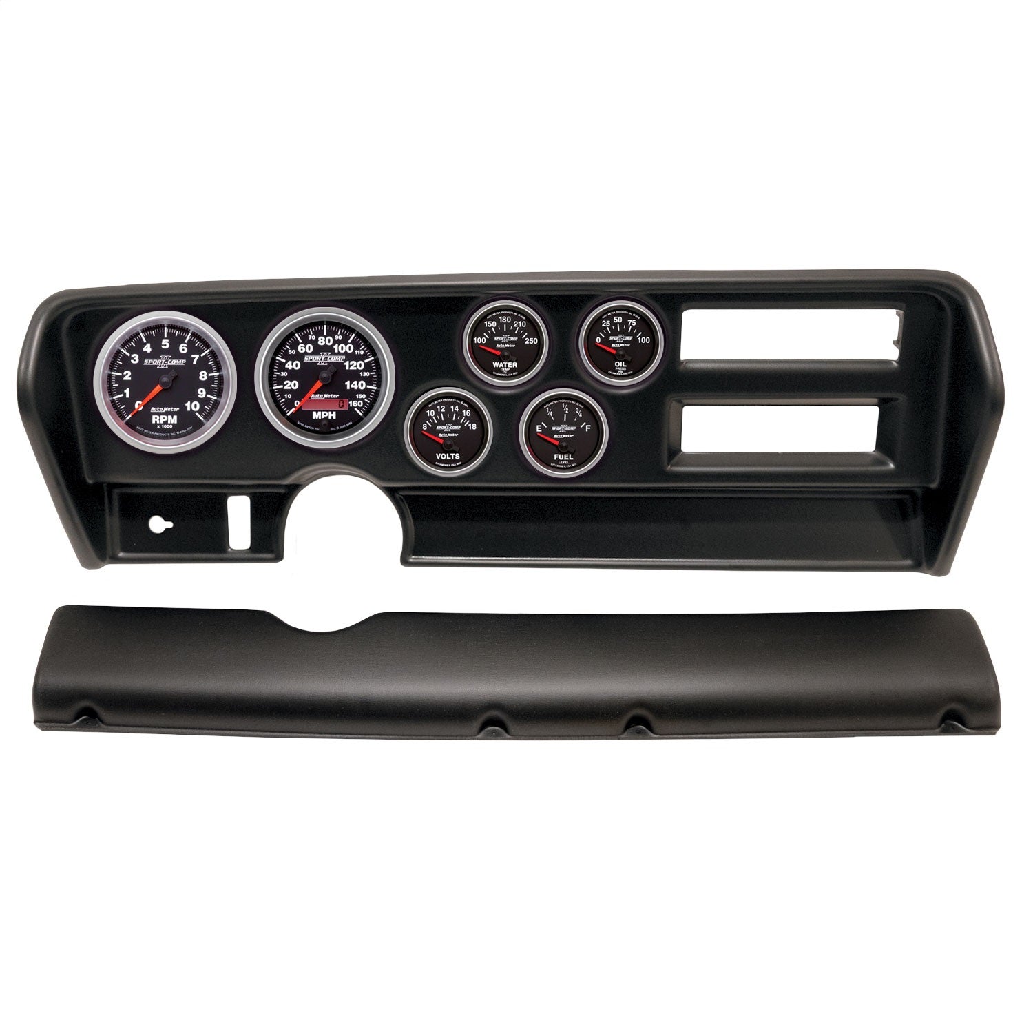 6 GAUGE DIRECT-FIT DASH KIT, PONTIAC GTO AC 70-72, SPORT-COMP II