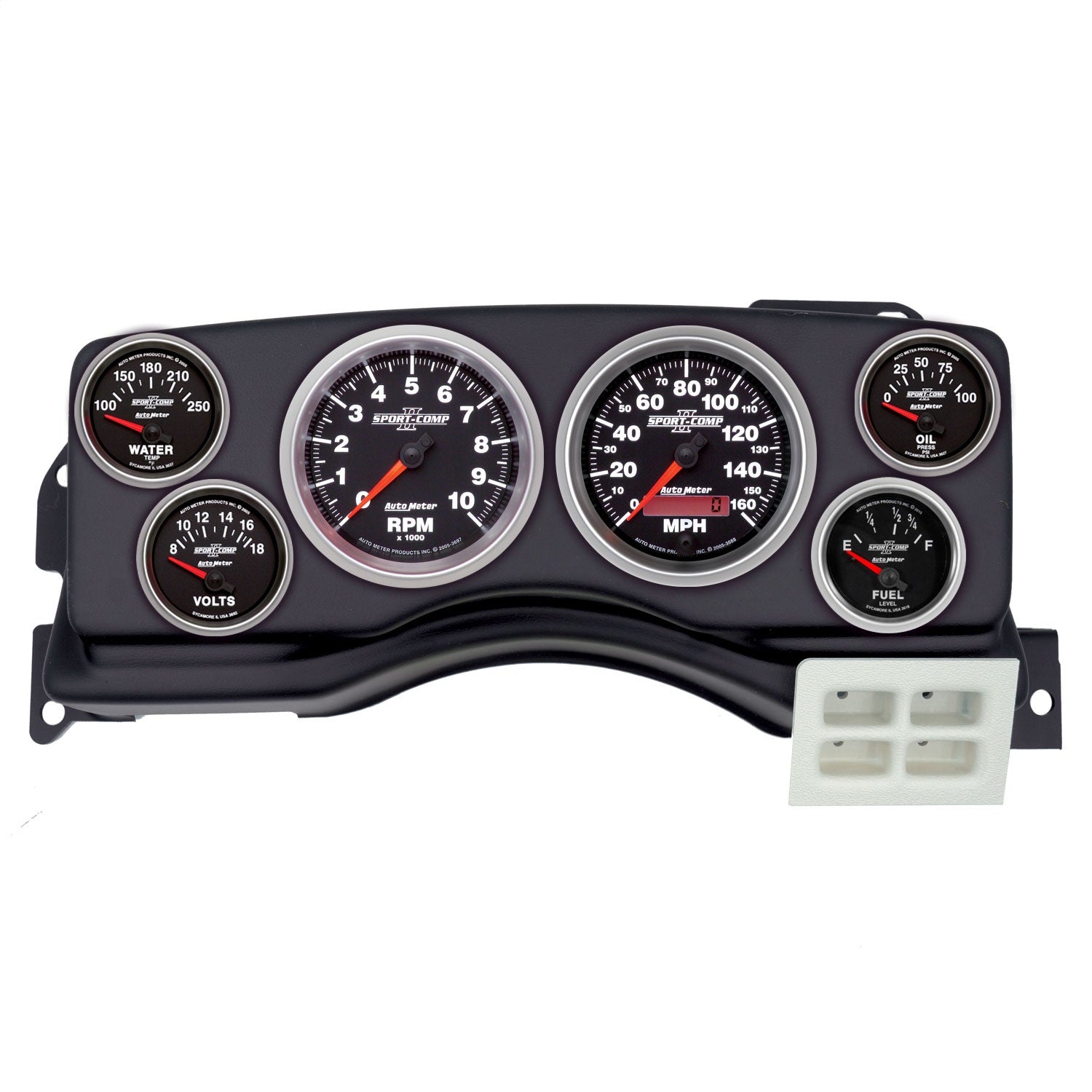 6 GAUGE DIRECT-FIT DASH KIT, FORD MUSTANG 87-89, SPORT-COMP II