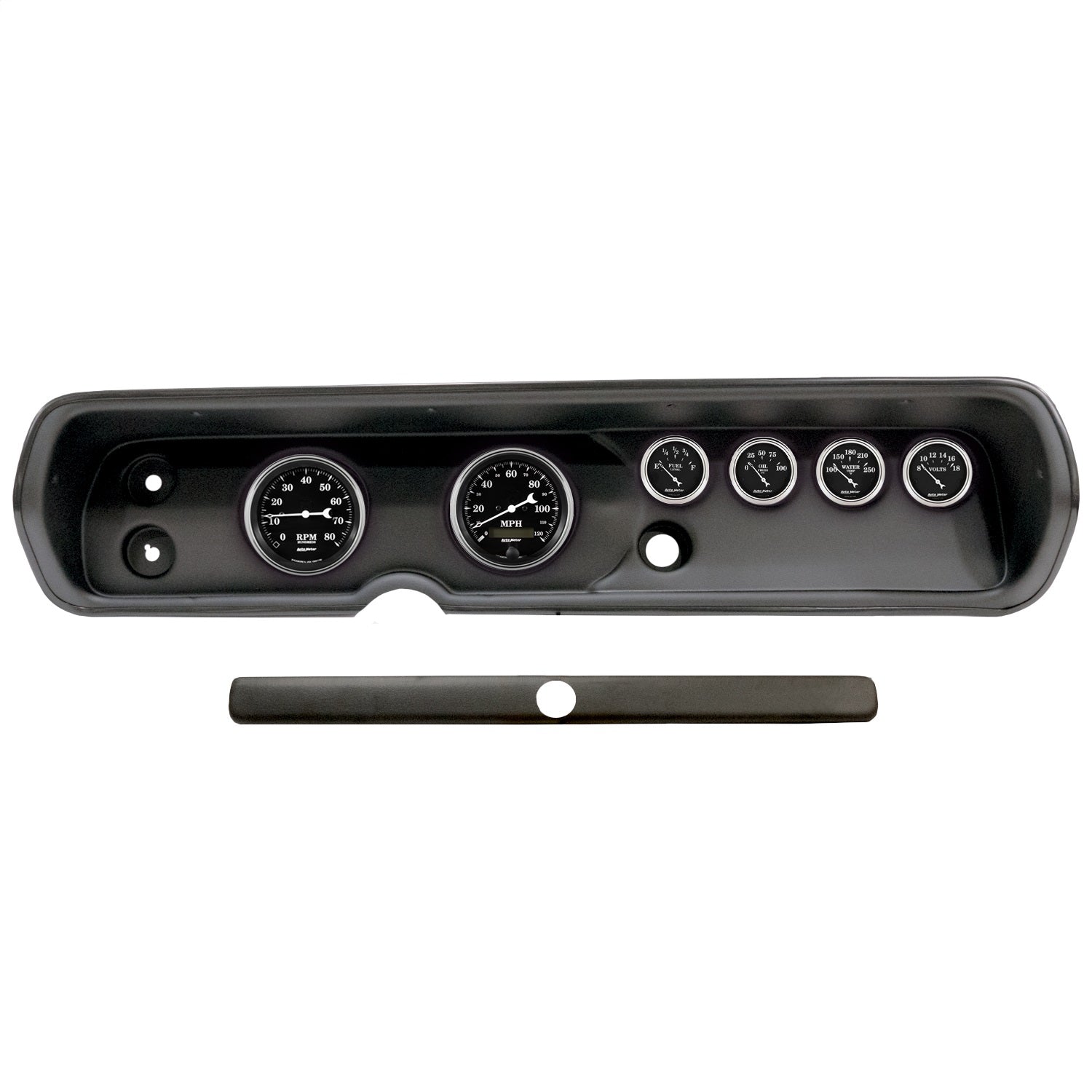 6 GAUGE DIRECT-FIT DASH KIT, CHEVY CHEVELL 64-65, OLD TYME BLACK