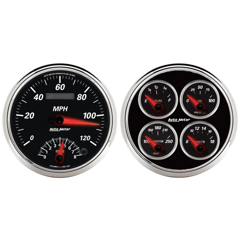 2 PC. GAUGE KIT, 5" QUAD & SPEEDOMETER, 240-33 ?, DESIGNER BLACK II