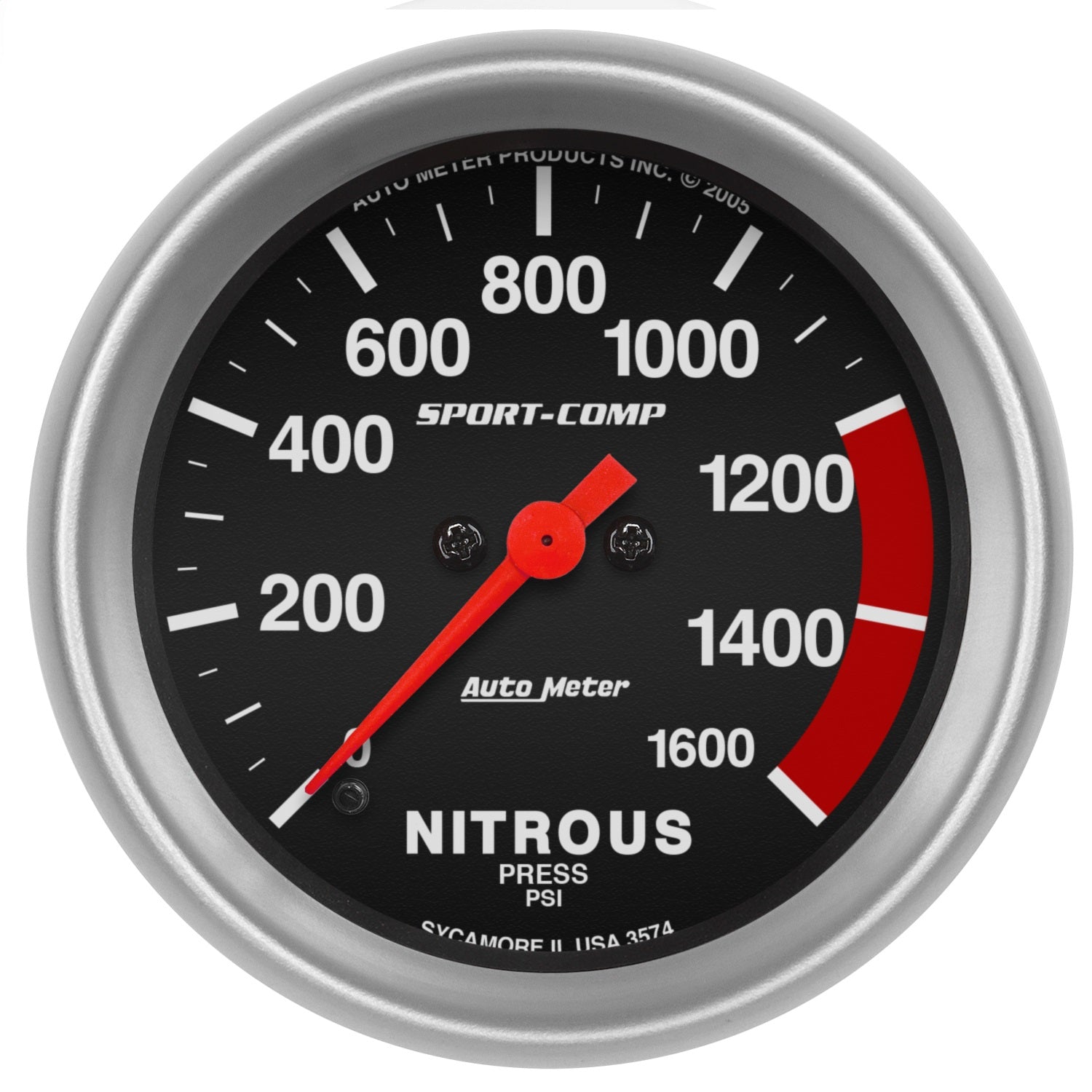2-5/8" NITROUS PRESSURE, 0-1600 PSI, SPORT-COMP